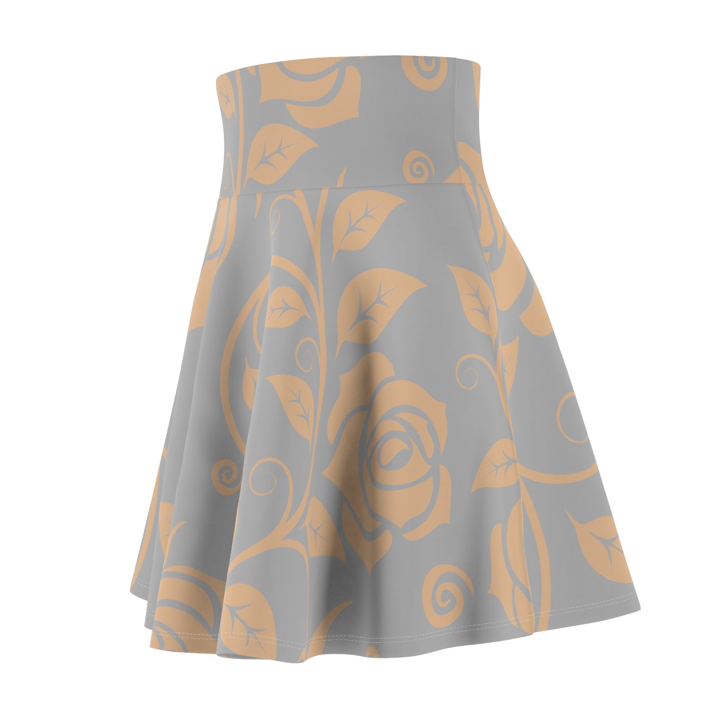 Grauer  Damen Rock Floral Skater Elegant Frühling Sommer Casual