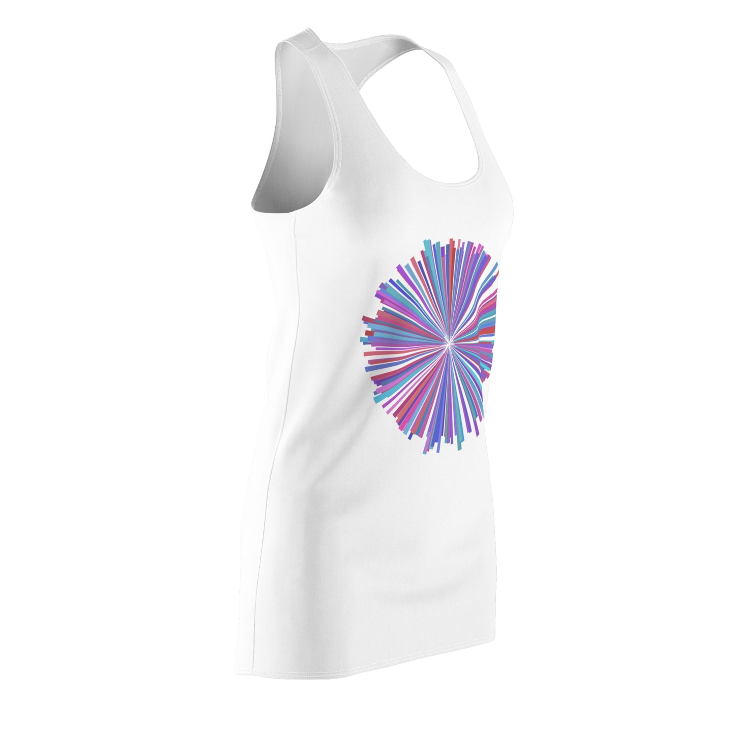 Racerback Kleid mit Aquarell-Muster – Weißes Sommerkleid, elegant & leicht