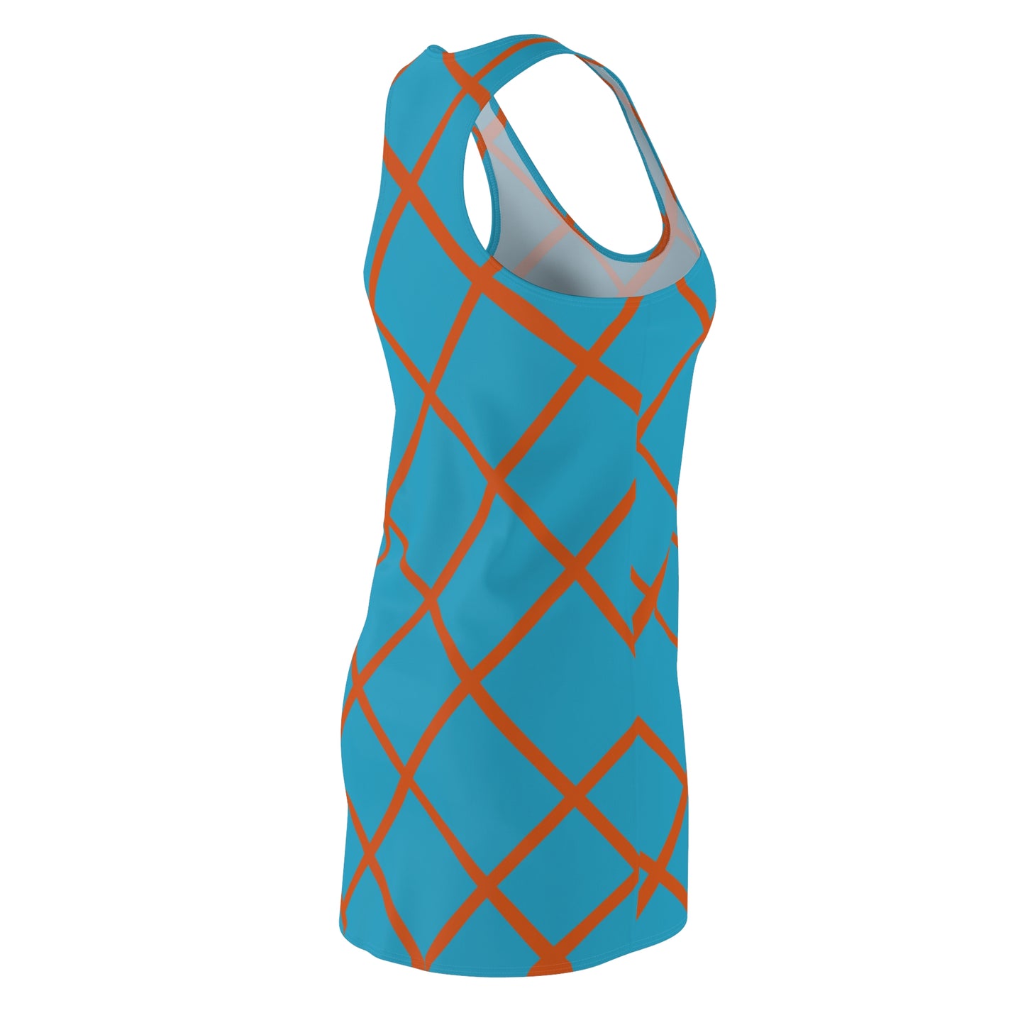 Türkis Orange Karo Racerback Kleid – Elegantes Sommerkleid