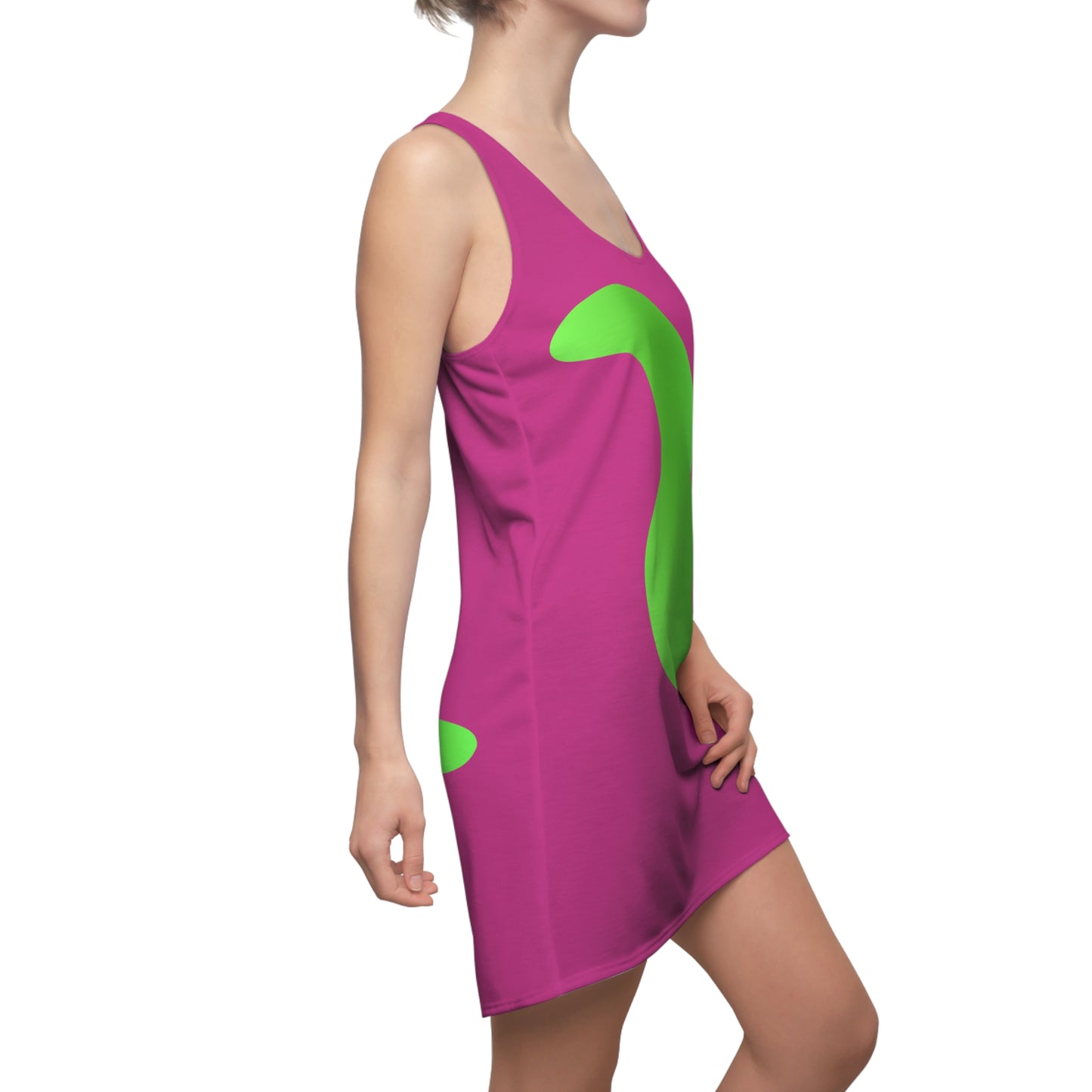 Pink Grün Abstrakt Racerback Kleid – Stylishes Sommerkleid