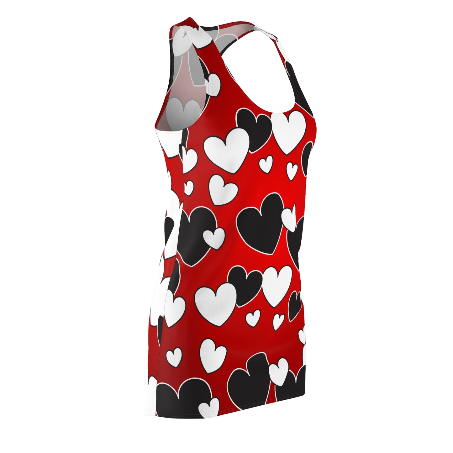 Romantic Heart Print Racerback Dress – Red Black White Summer Dress