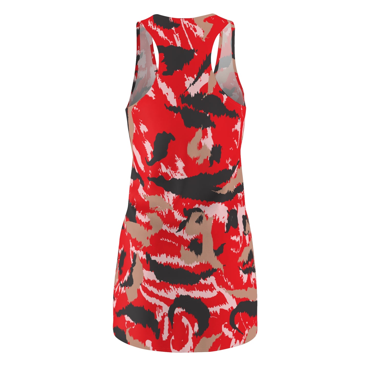 Abstrakt Racerback Kleid – Schwarz Beige Weiss Rot Sommerkleid