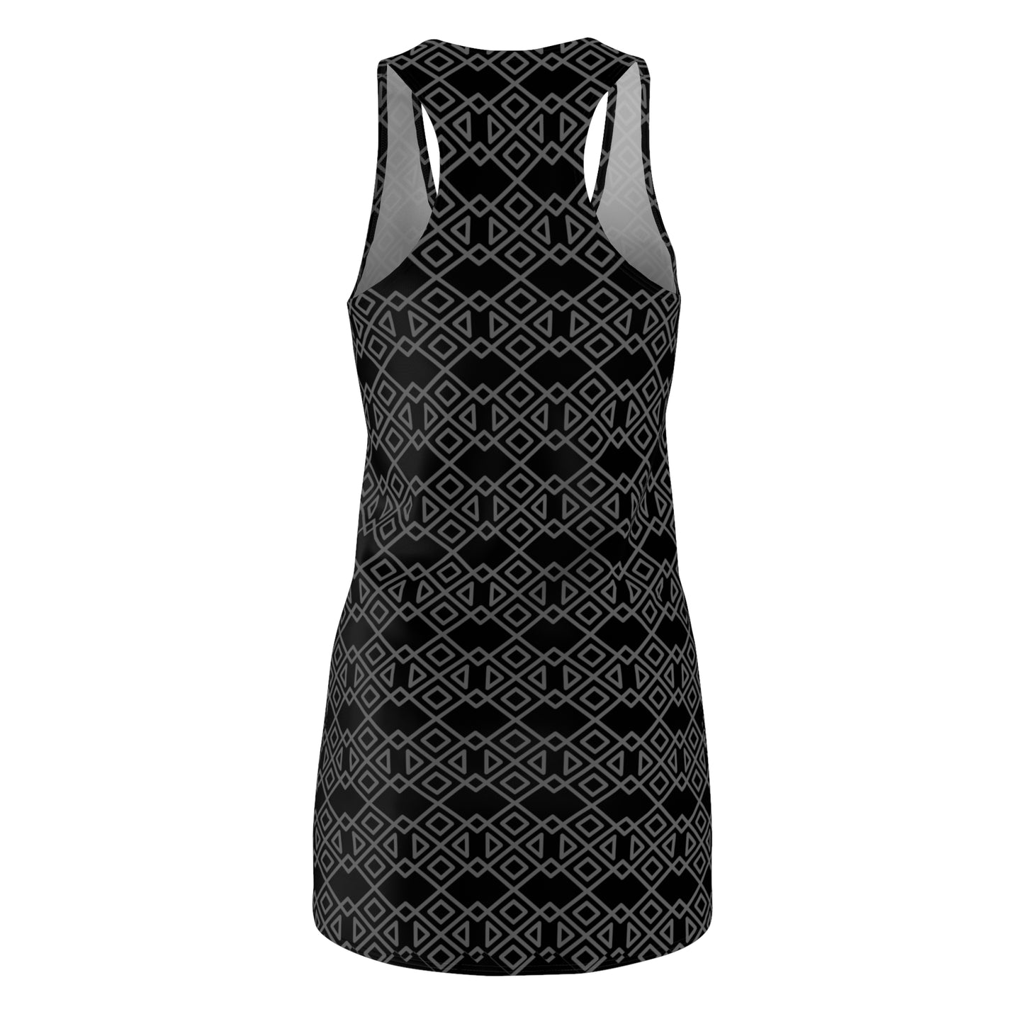 Schwarz Grau Geometrie Racerback Kleid – Modernes Sommerkleid
