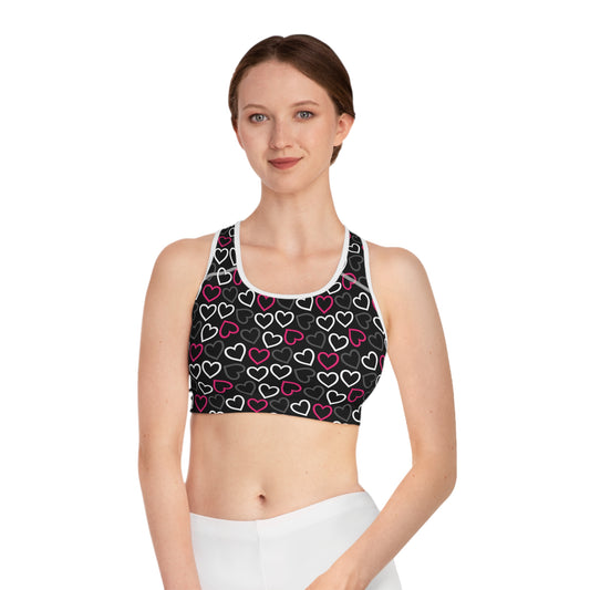 Damen Sport BH Herzmuster Atmungsaktiv Yoga Fitness Workout Top