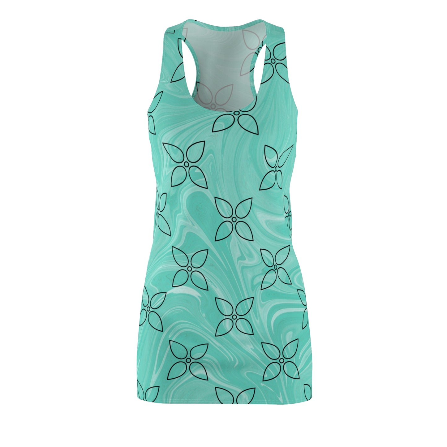 Türkis Blumen Racerback Kleid – Leicht & Stilvoll