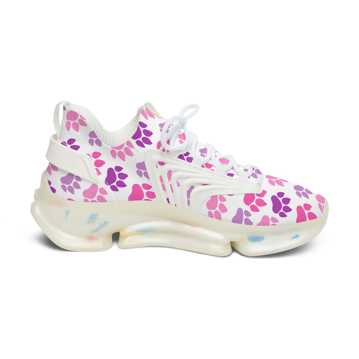 Pfoten Print Sneaker Damen Pink Lila Tiermotiv Schuhe Streetwear