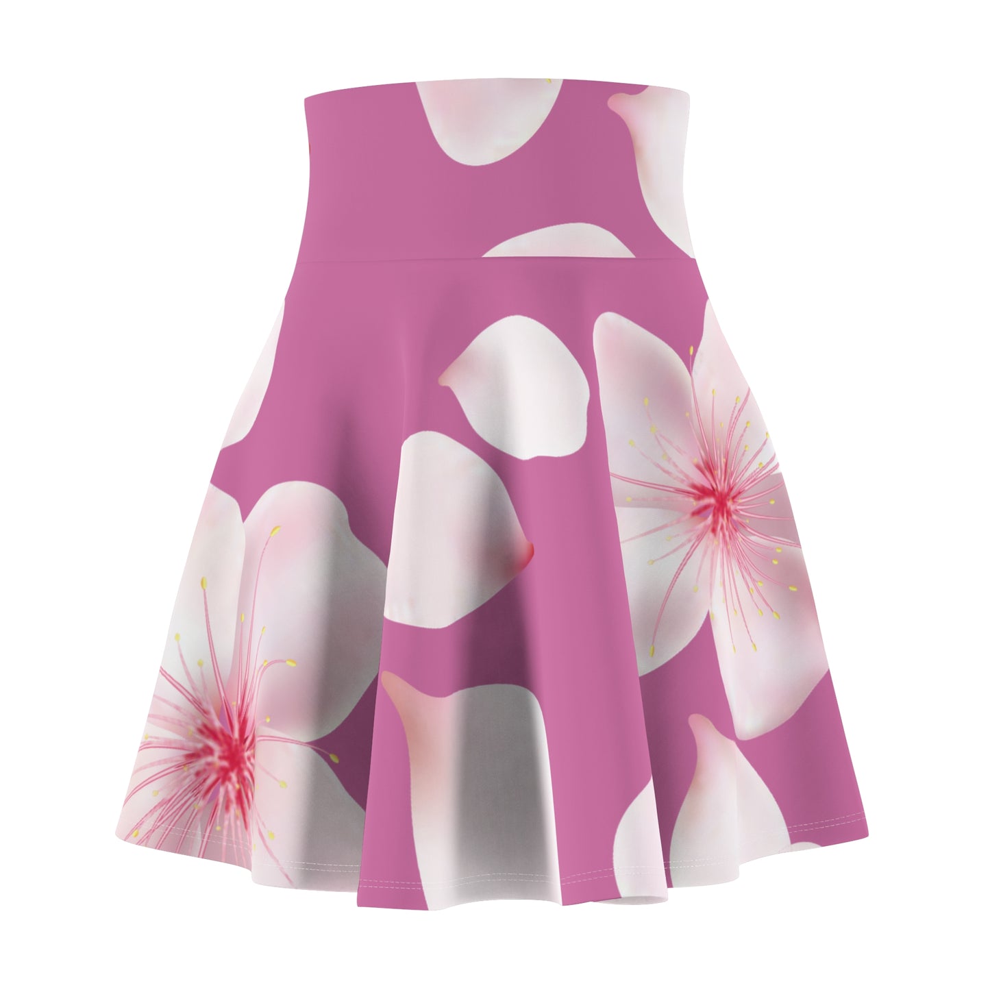 Rosaner Damen Rock Blütenmuster Skater Elegant Sommer Casual