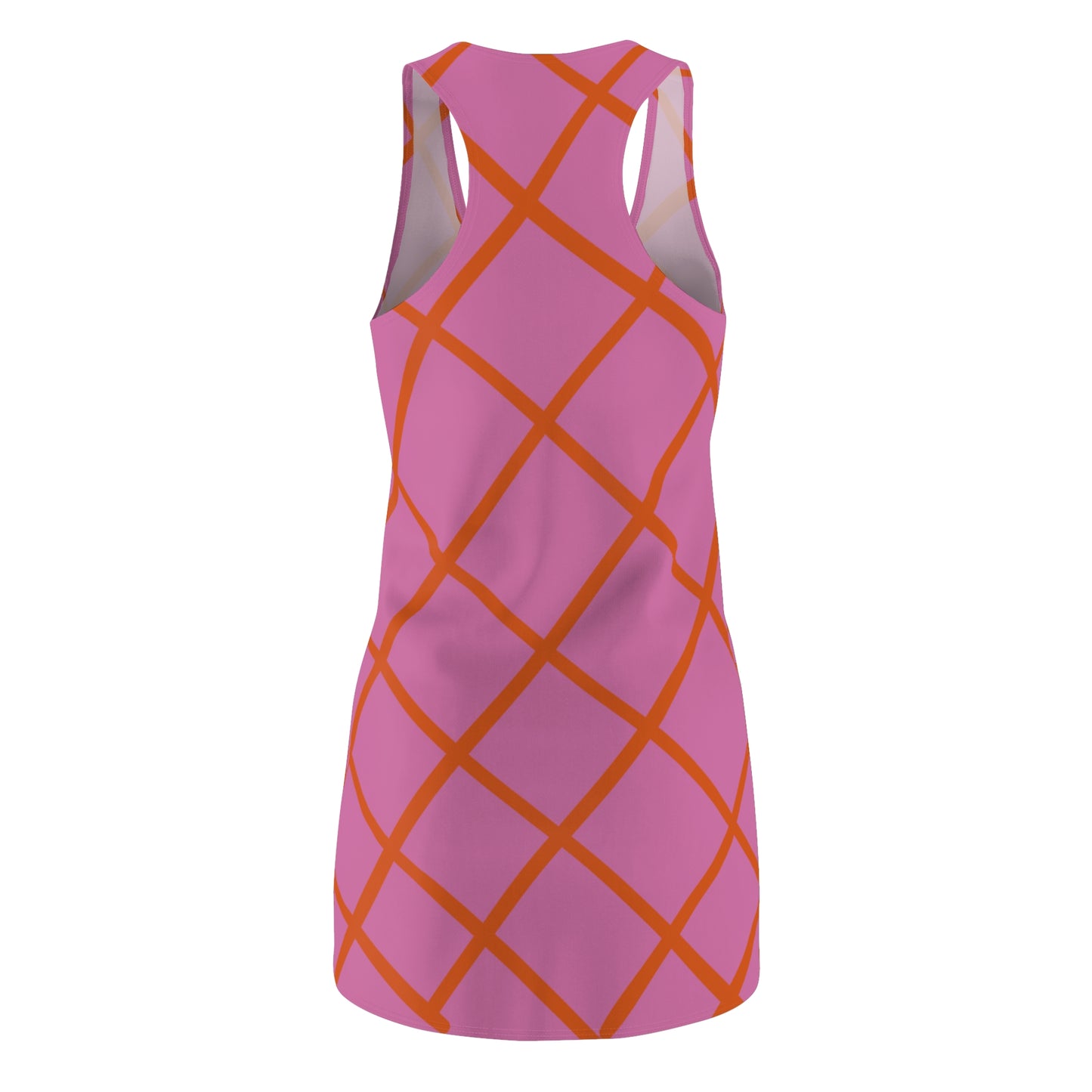Rosa Orange Karo Racerback Kleid – Elegantes Sommerkleid