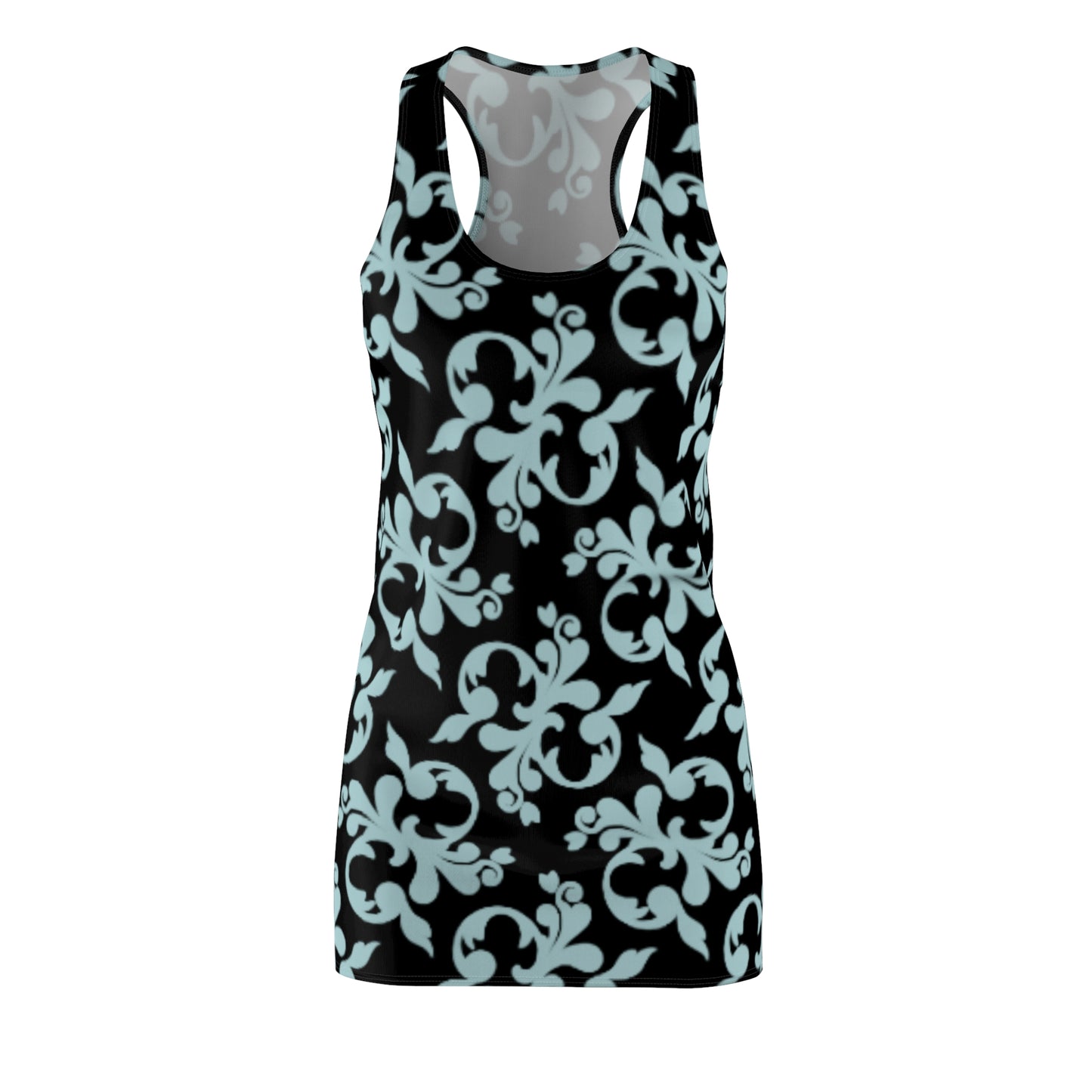 Schwarz Türkis Floral Racerback Kleid – Sommer Damenmode