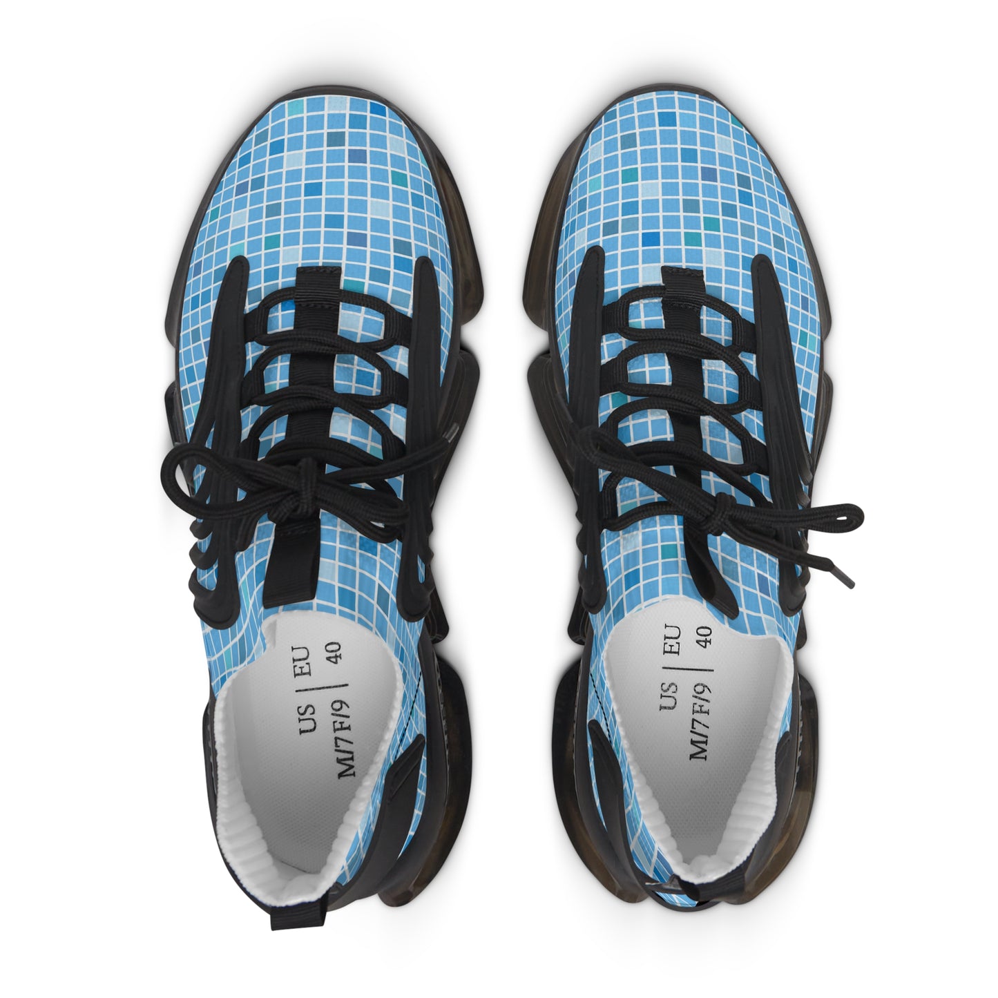 Blaue Damen Sneaker – Trendige Sportschuhe mit modernem Karomuster
