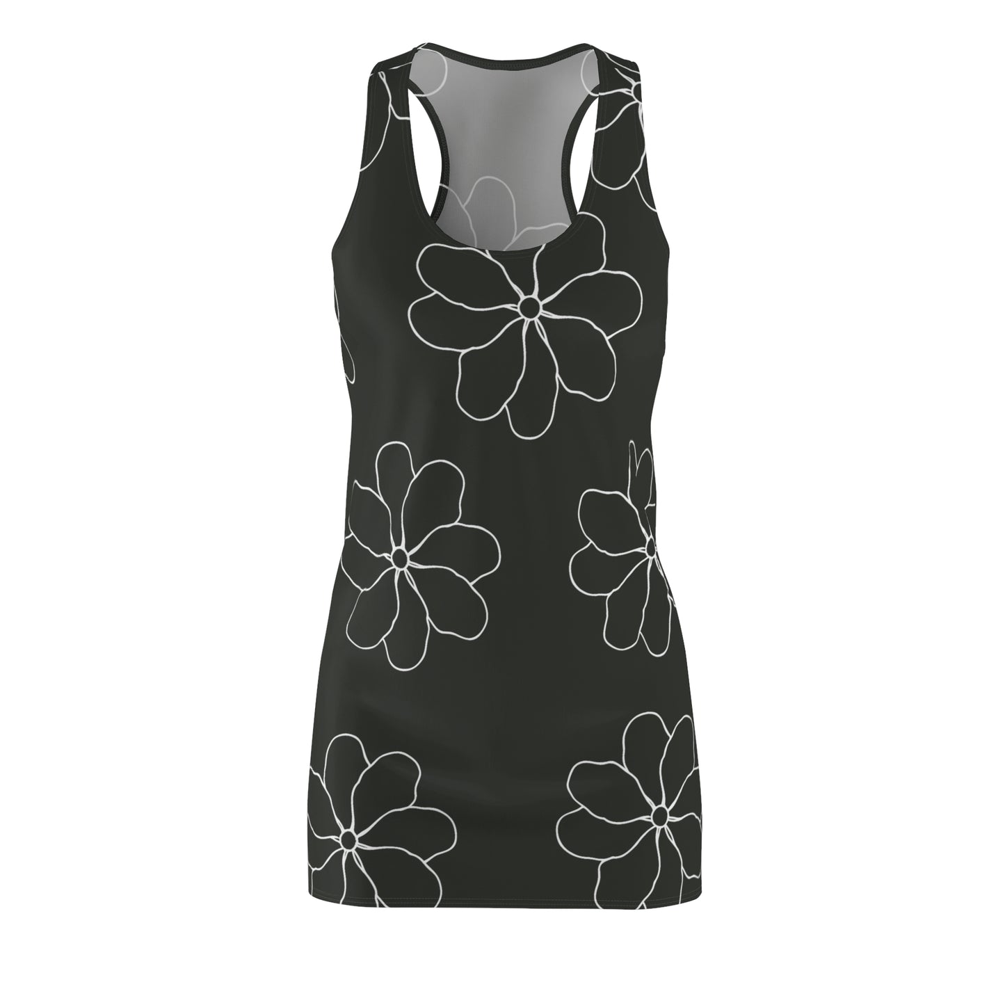 Damen Kleid Schwarz Blumen Racerback Sommer Casual Strand