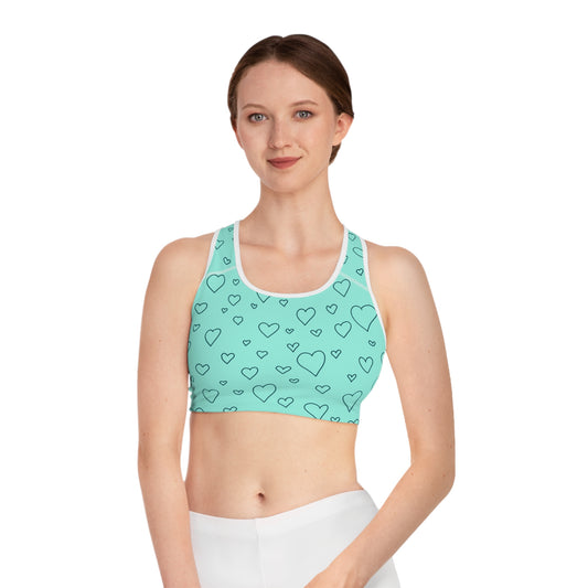 Damen Sport BH Herzmuster Atmungsaktiv Yoga Fitness Workout Top