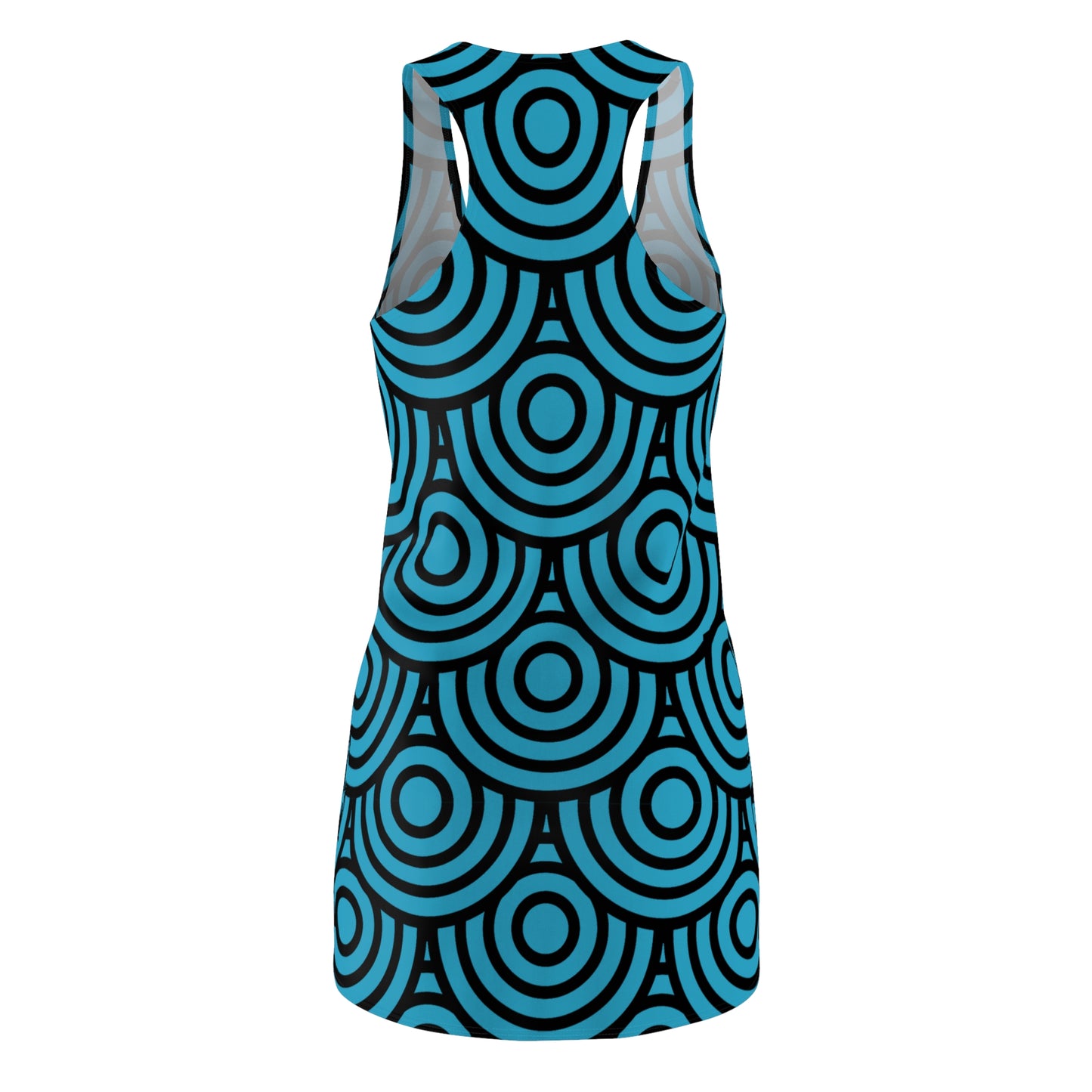 Türkises Kreis Muster Racerback Kleid – Modern & Stilvoll