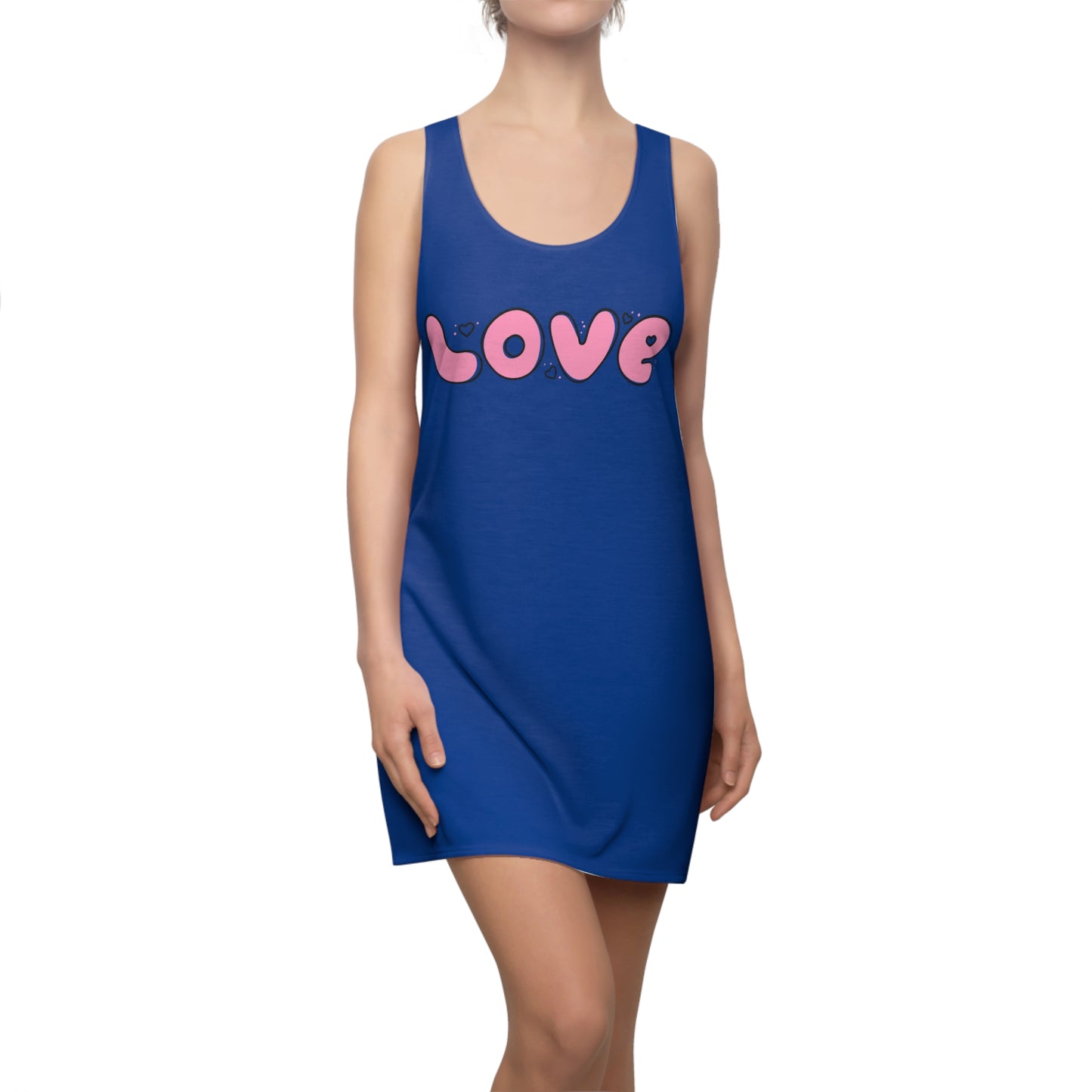 Love Pink Herz Racerback Kleid – Streetwear Damenmode in blau