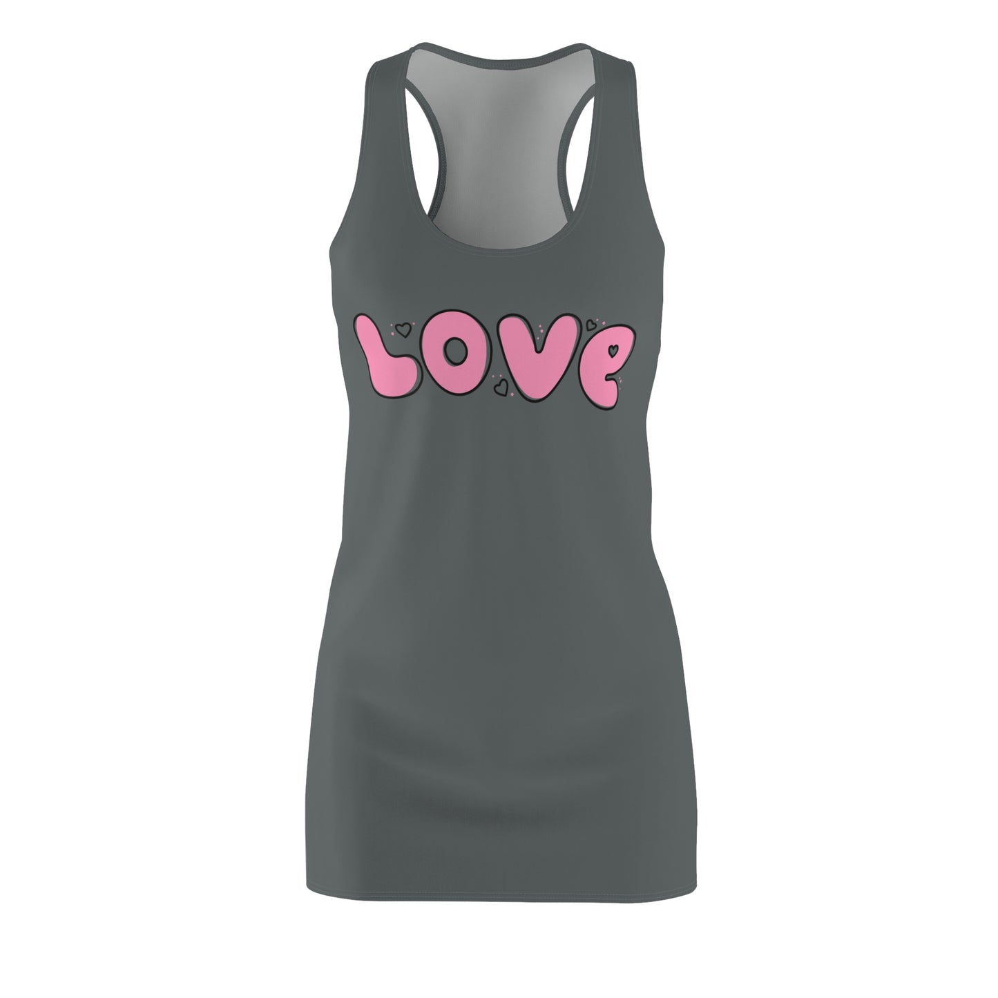 Love Pink Herz Racerback Kleid – Streetwear Damenmode in Grau