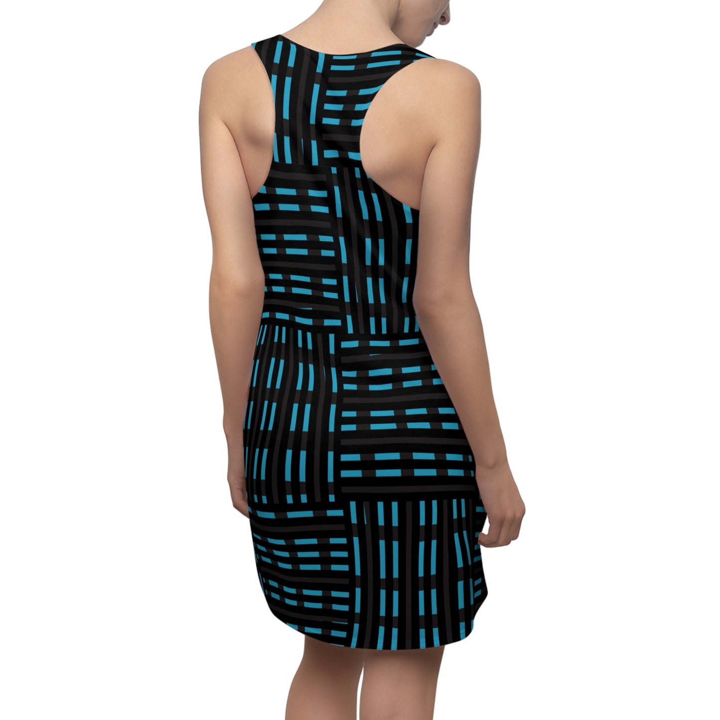 Schwarz Türkis Racerback Kleid – Modernes Sommerkleid
