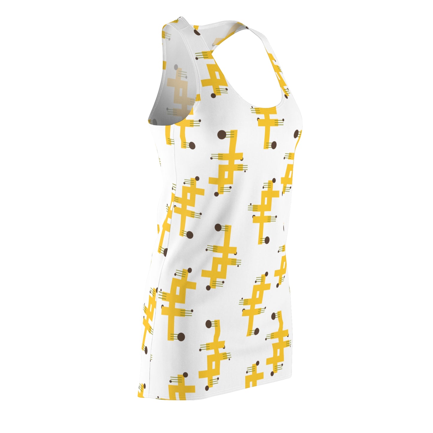 Gelb Grafik Racerback Kleid – Modernes Sommerkleid