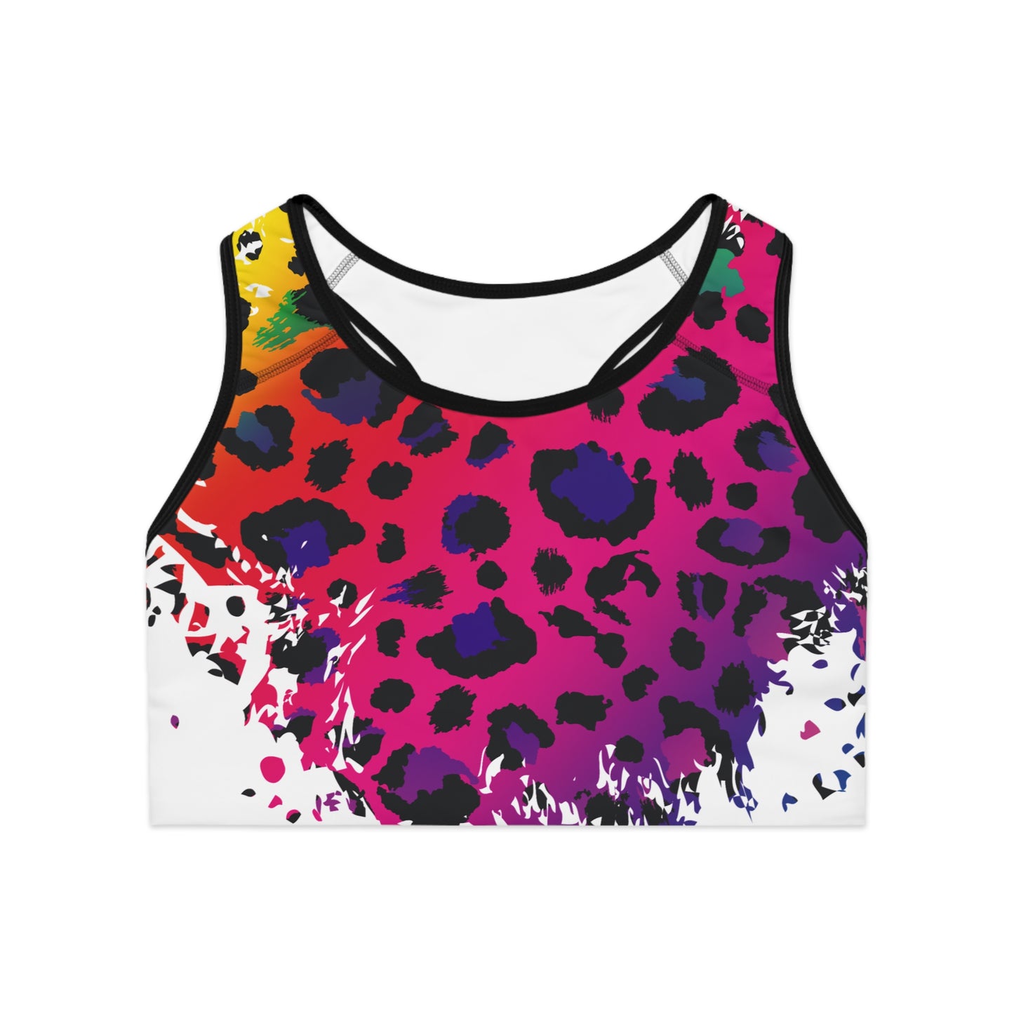 Damen Sport BH Leoparden Print Bunt Fitness Activewear
