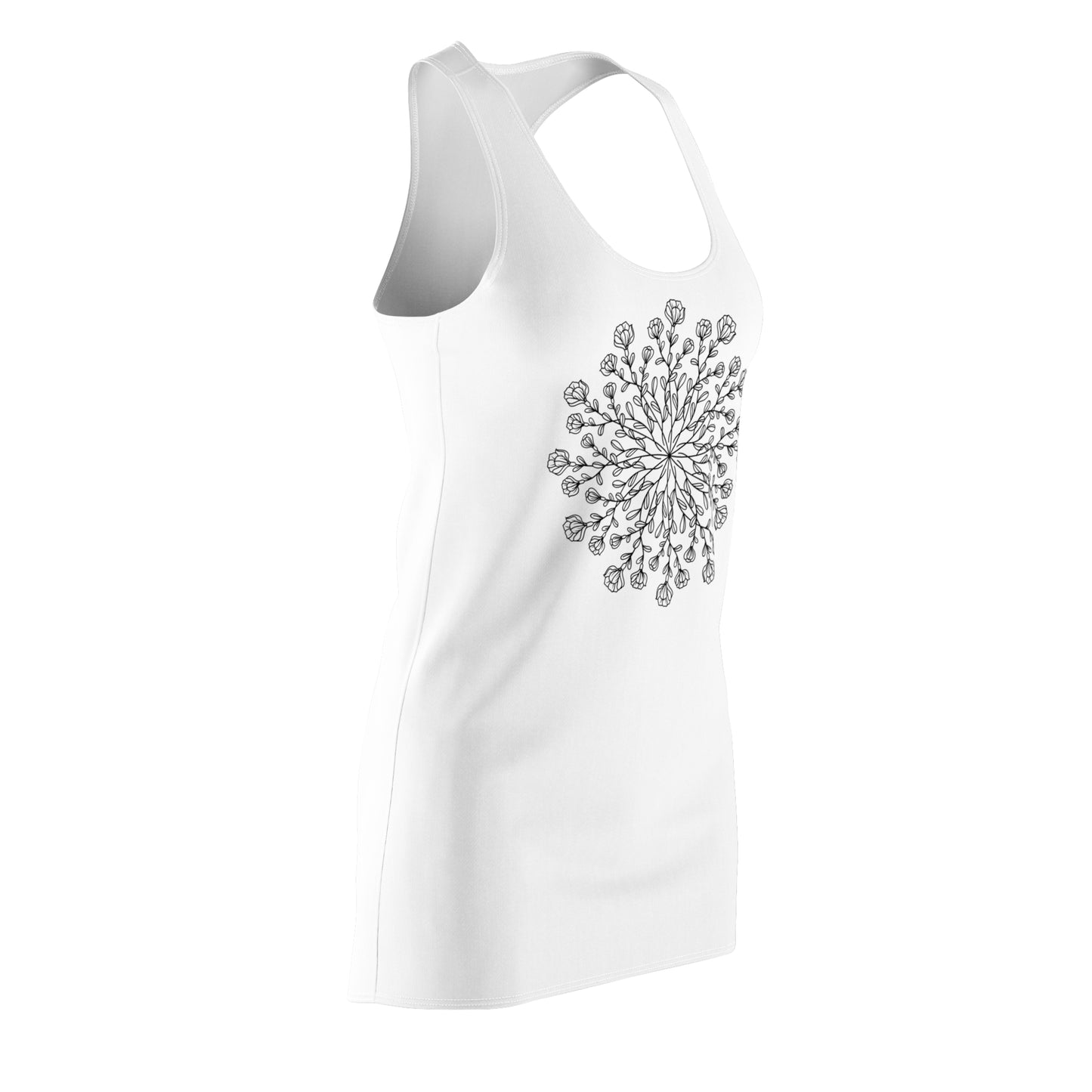 Weißes Damen Racerback Kleid mit Mandala Print Sommerkleid Casual