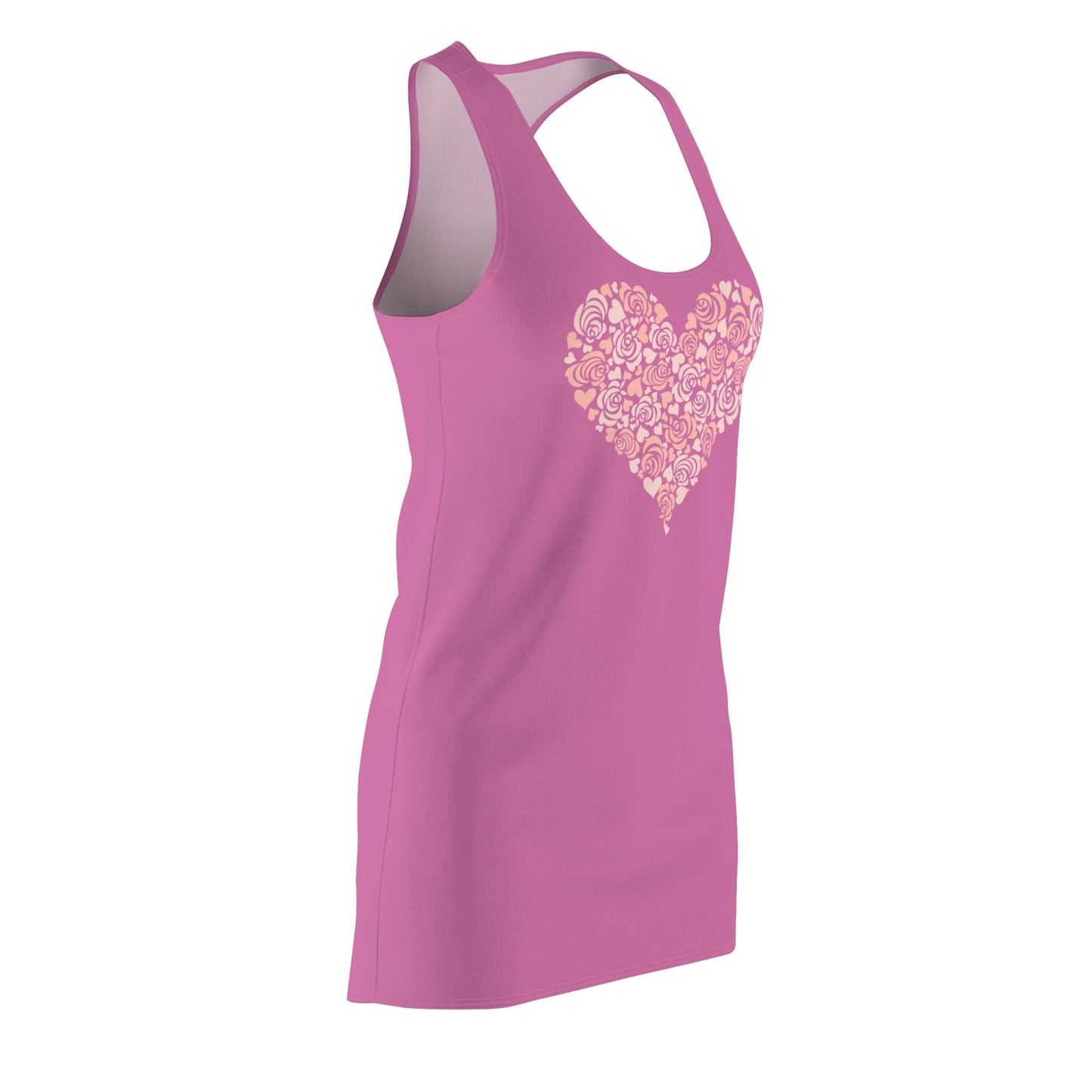 Rosa Floral Heart Kleid Racerback Romantisches Sommerkleid