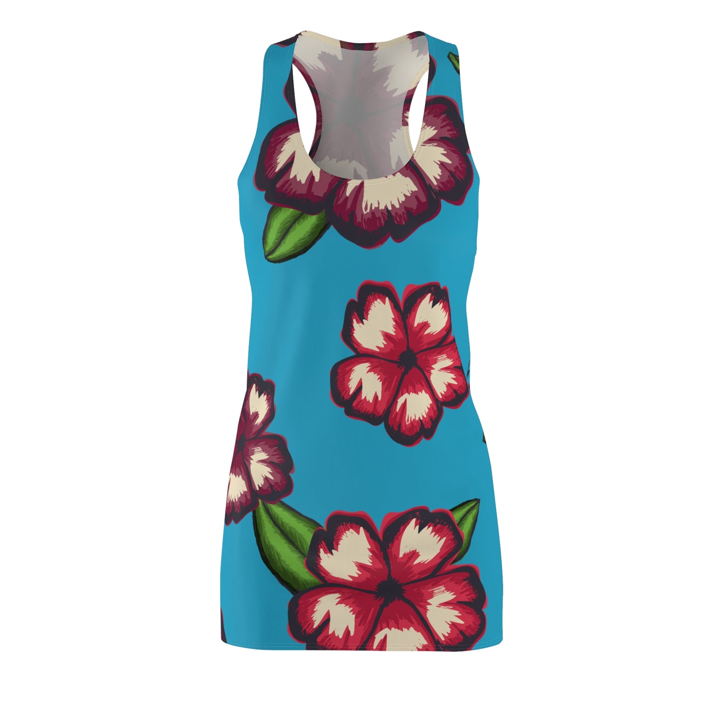 Türkises Hibiskus Racerback Kleid – Stylishes Sommerkleid
