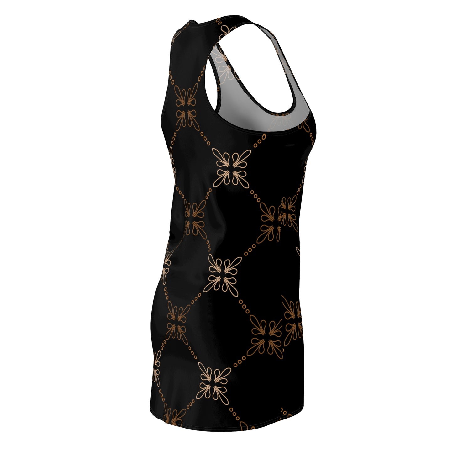 Schwarz Beige  Floral Racerback Kleid – Elegantes Sommerkleid