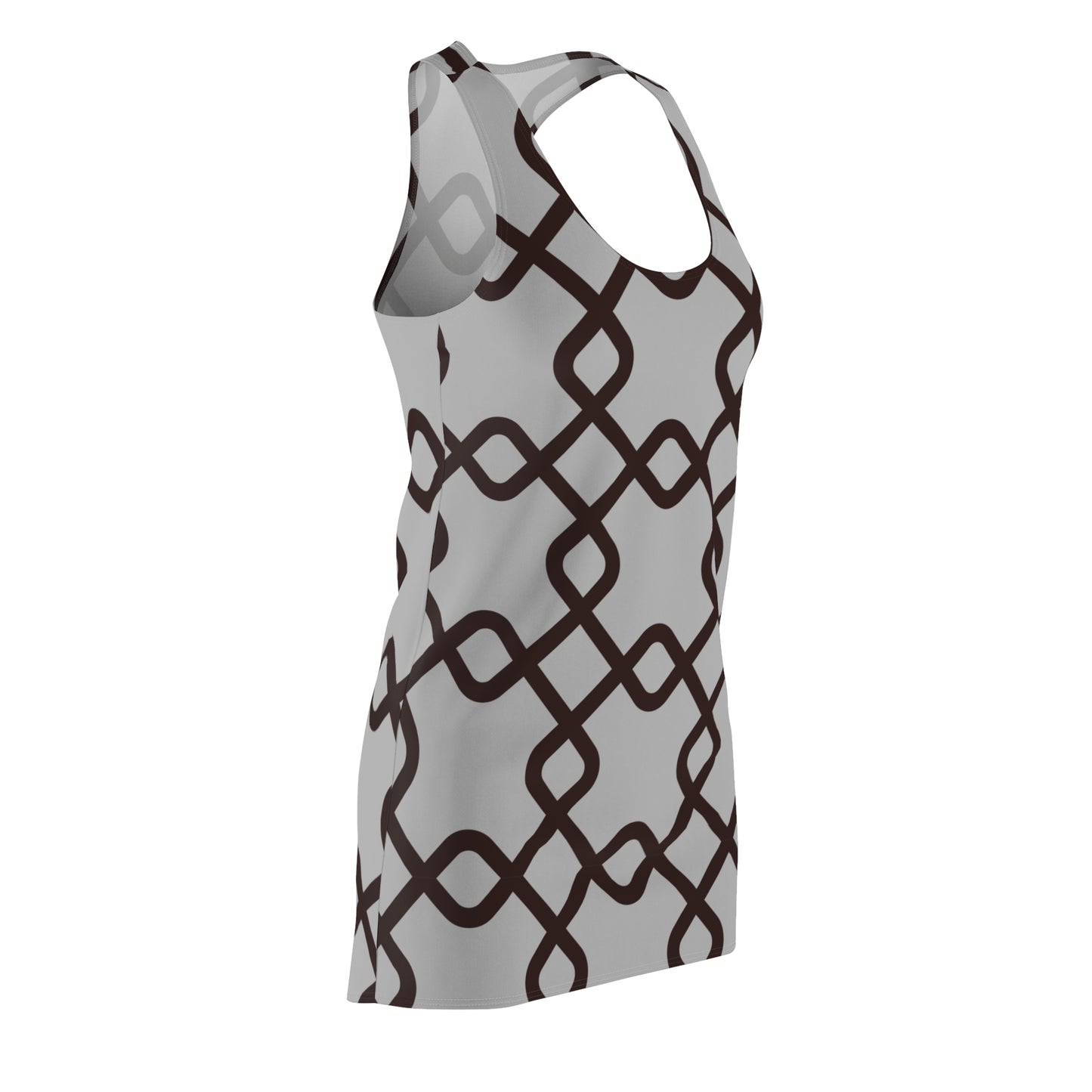 Damen Racerback Kleid Grau mit schwarzem Muster – Sommer Freizeitkleid