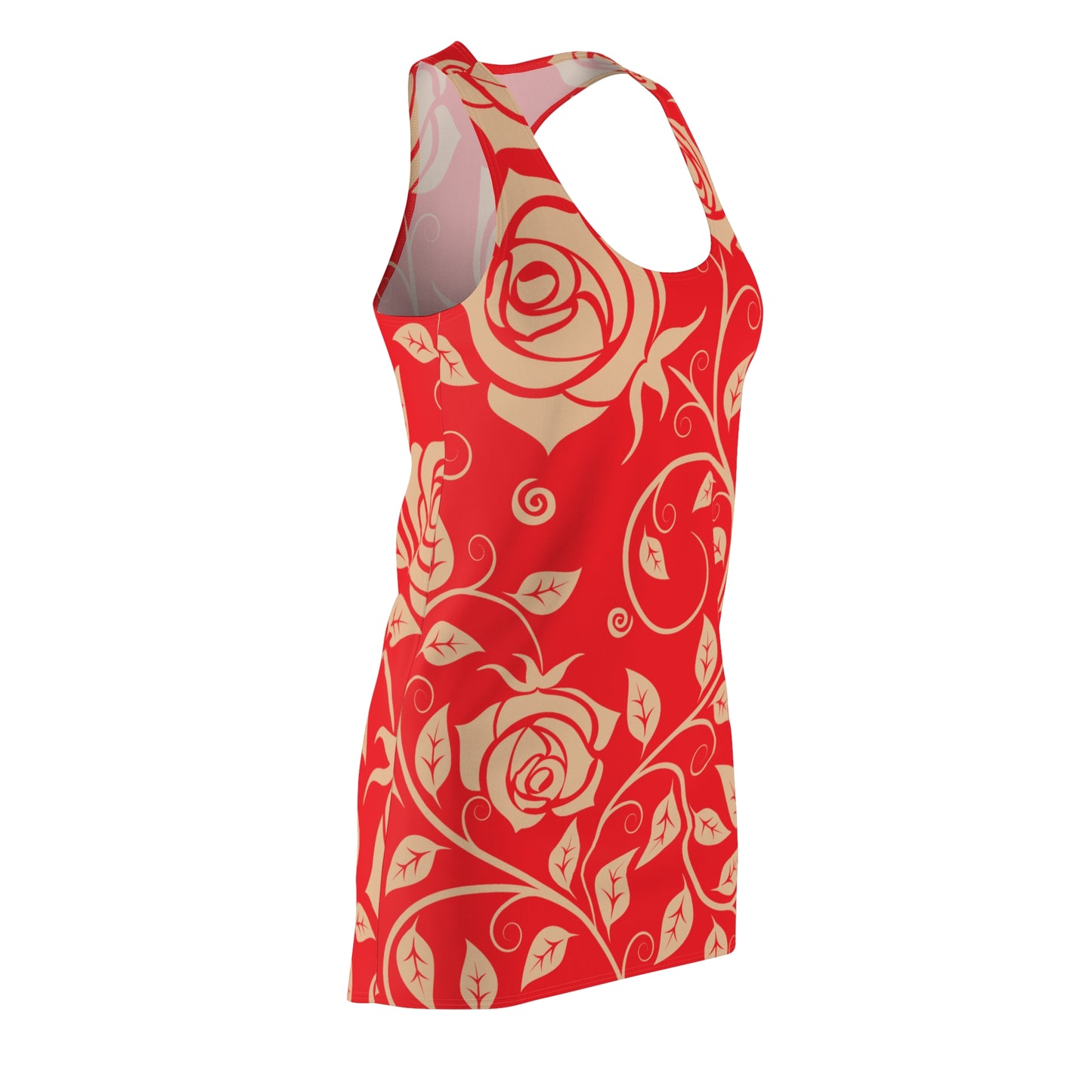 Floral Racerback Kleid Rose – Elegant in Beige & Rot