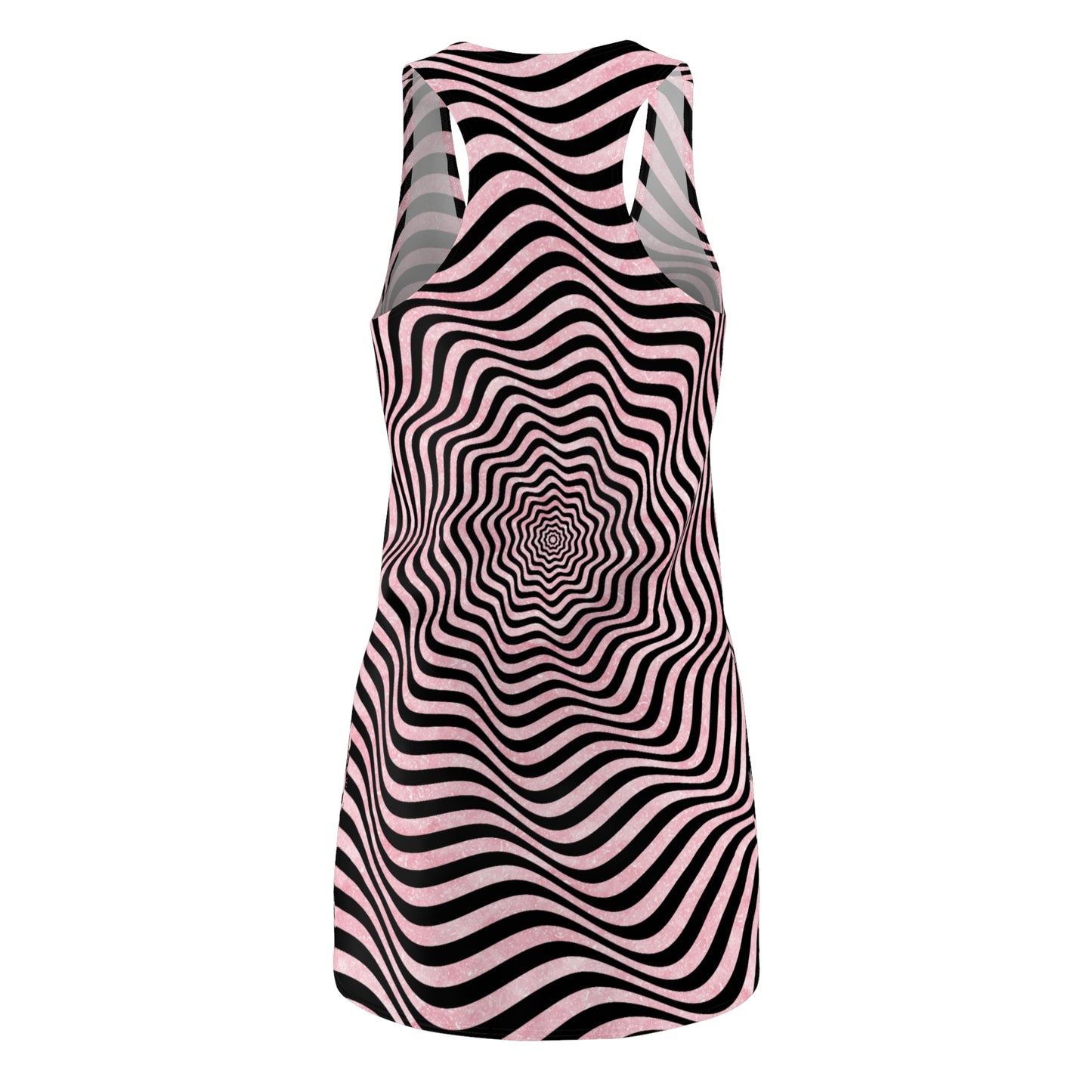 Racerback Kleid Damen – Rosa Schwarz Sommerkleid mit Spiral Muster