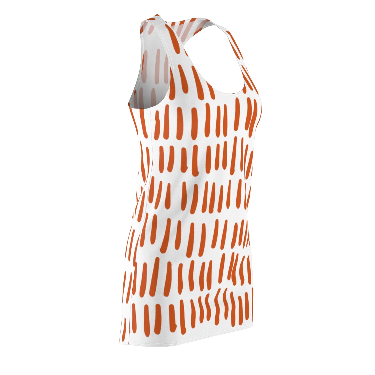 Weiß Orange Boho Racerback Kleid – Modernes Sommerkleid