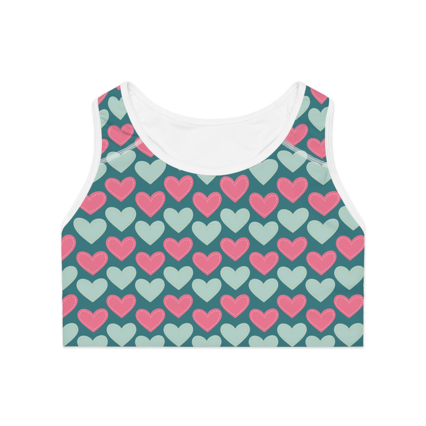Damen Sport BH Herz Muster Atmungsaktiv Fitness Yoga Lauf Top