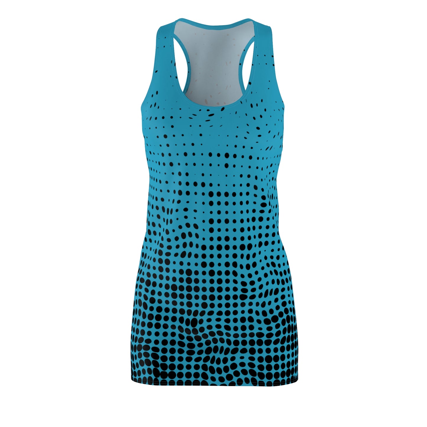 Punkte Gradient Racerback Kleid – Schwarz Türkis Sommerkleid