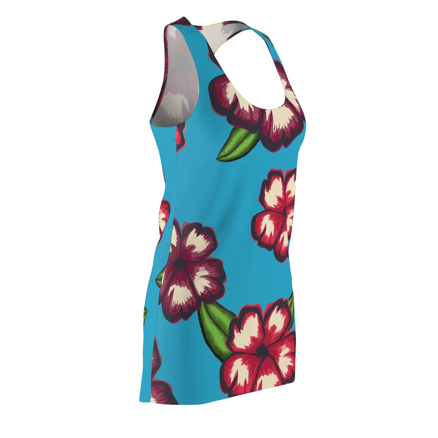 Türkises Hibiskus Racerback Kleid – Stylishes Sommerkleid