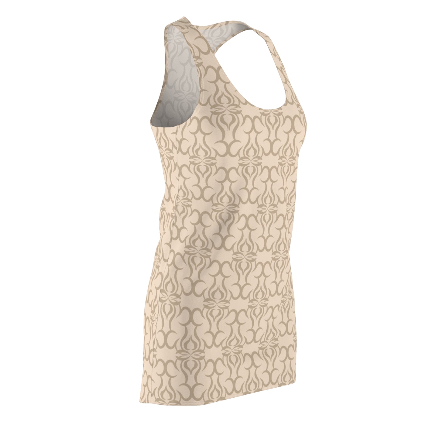 Beige Racerback Kleid – Elegant & Modern mit Muster