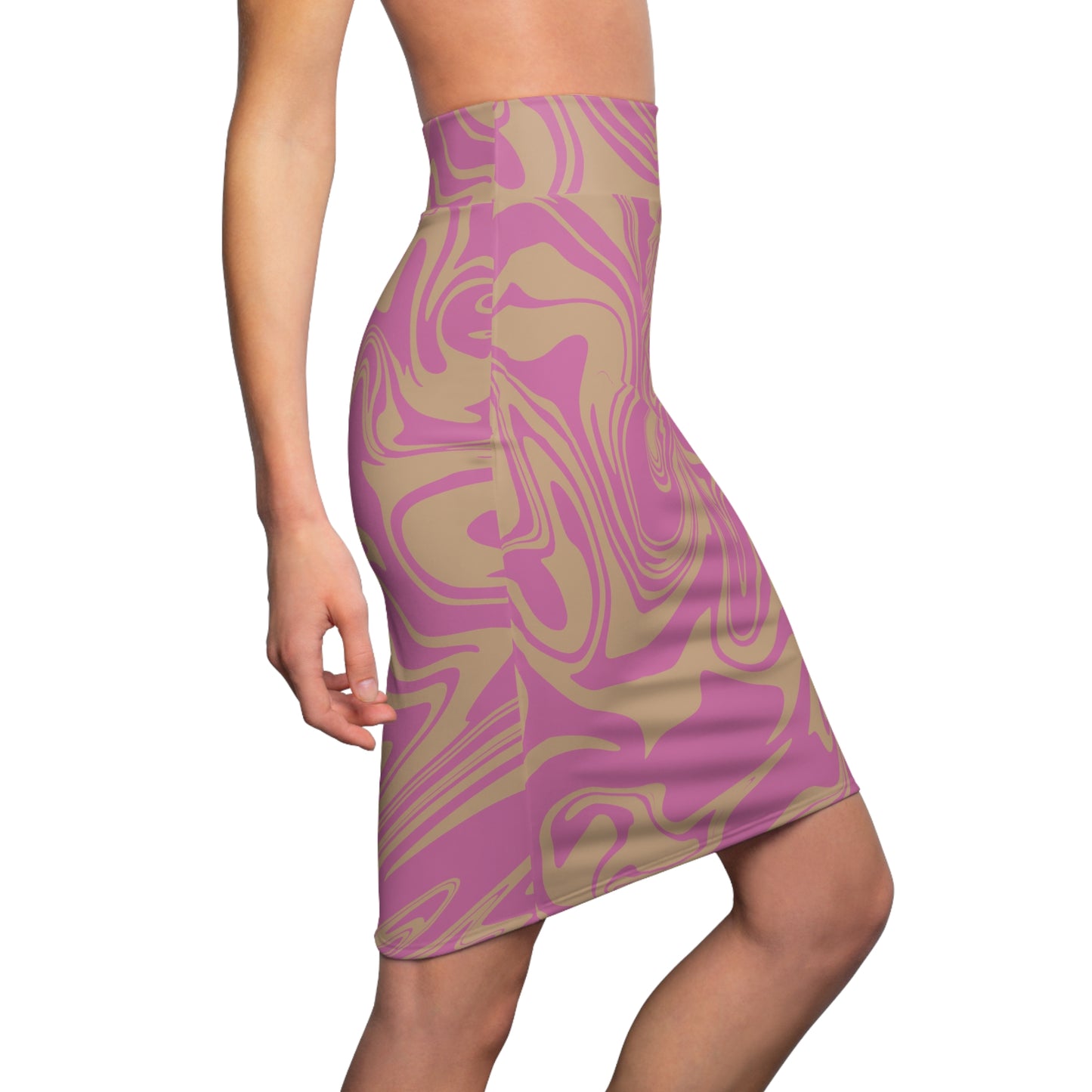 Damen Rock Marmor Print Bleistift Elegant Business Casual