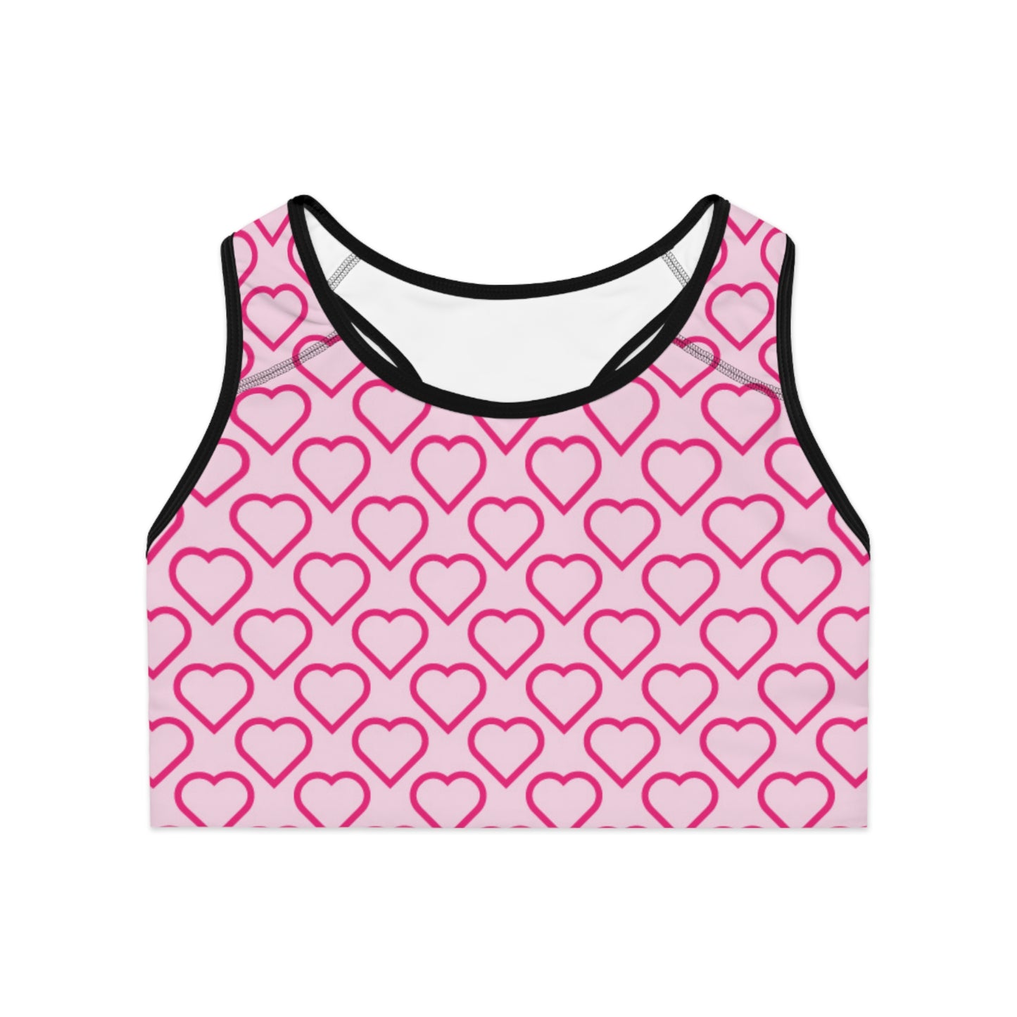 Damen Sport BH Herz Print Pink Atmungsaktiv Yoga Fitness Top