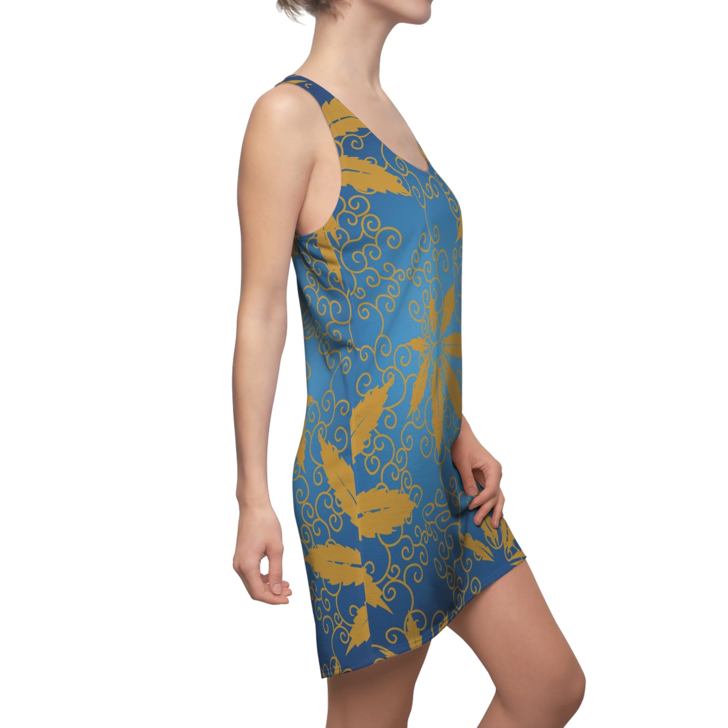 Sommerkleid Damen Racerback – Marihuana Print Party Outfit Freizeitkleid