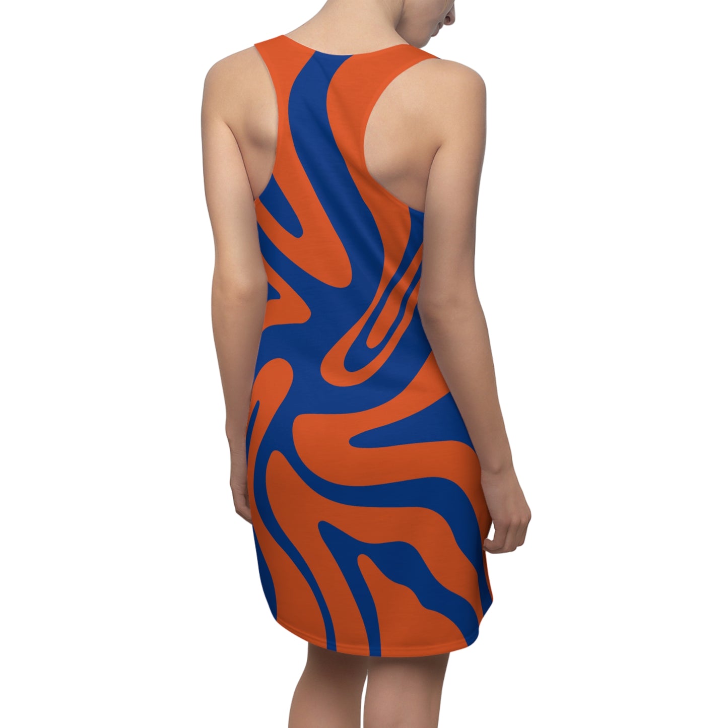 Blaues Damen Kleid Swirl Muster Racerback Sommer Bohemian Beach