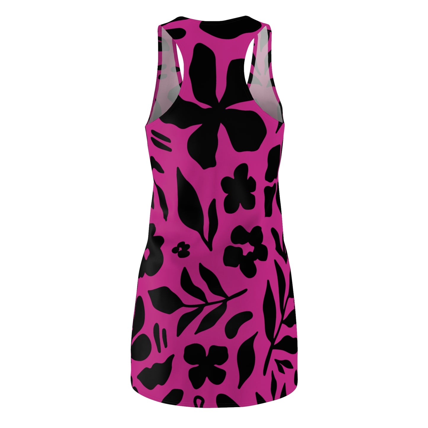 Schwarz Pink Floral Racerback Kleid – Sommer Damenmode