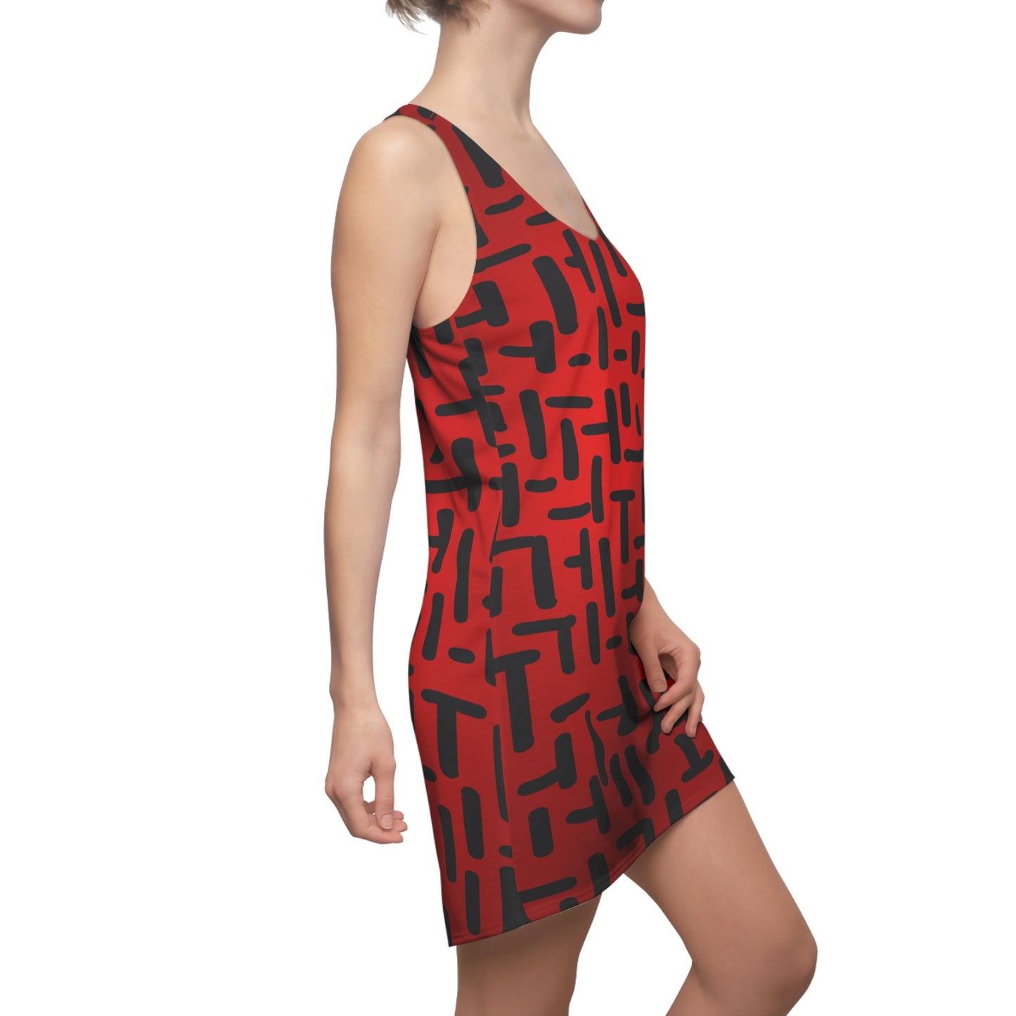 Racerback Damen Kleid Rot Farbverlauf Muster Racerback Sommer Party