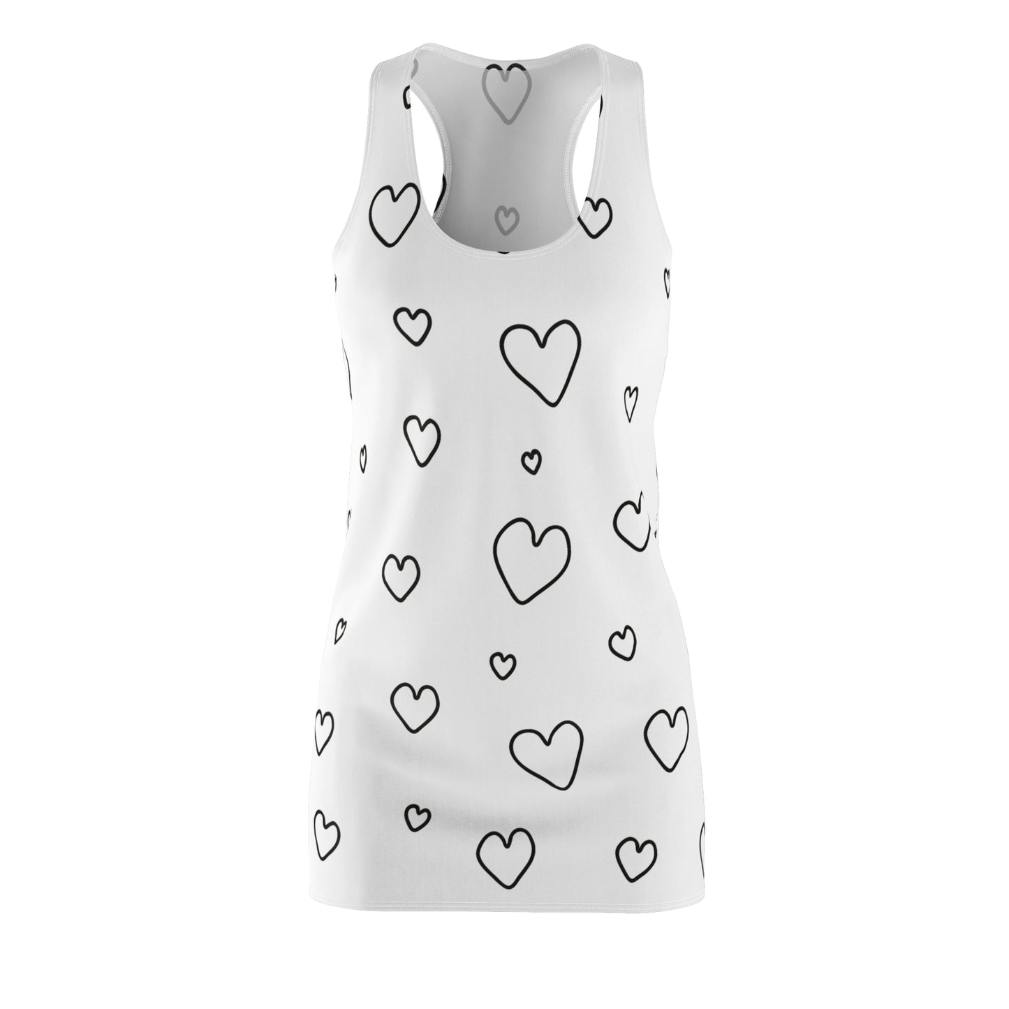 Racerback Kleid mit Herzmuster in Schwarz-Weiß – Heart Print, Cute