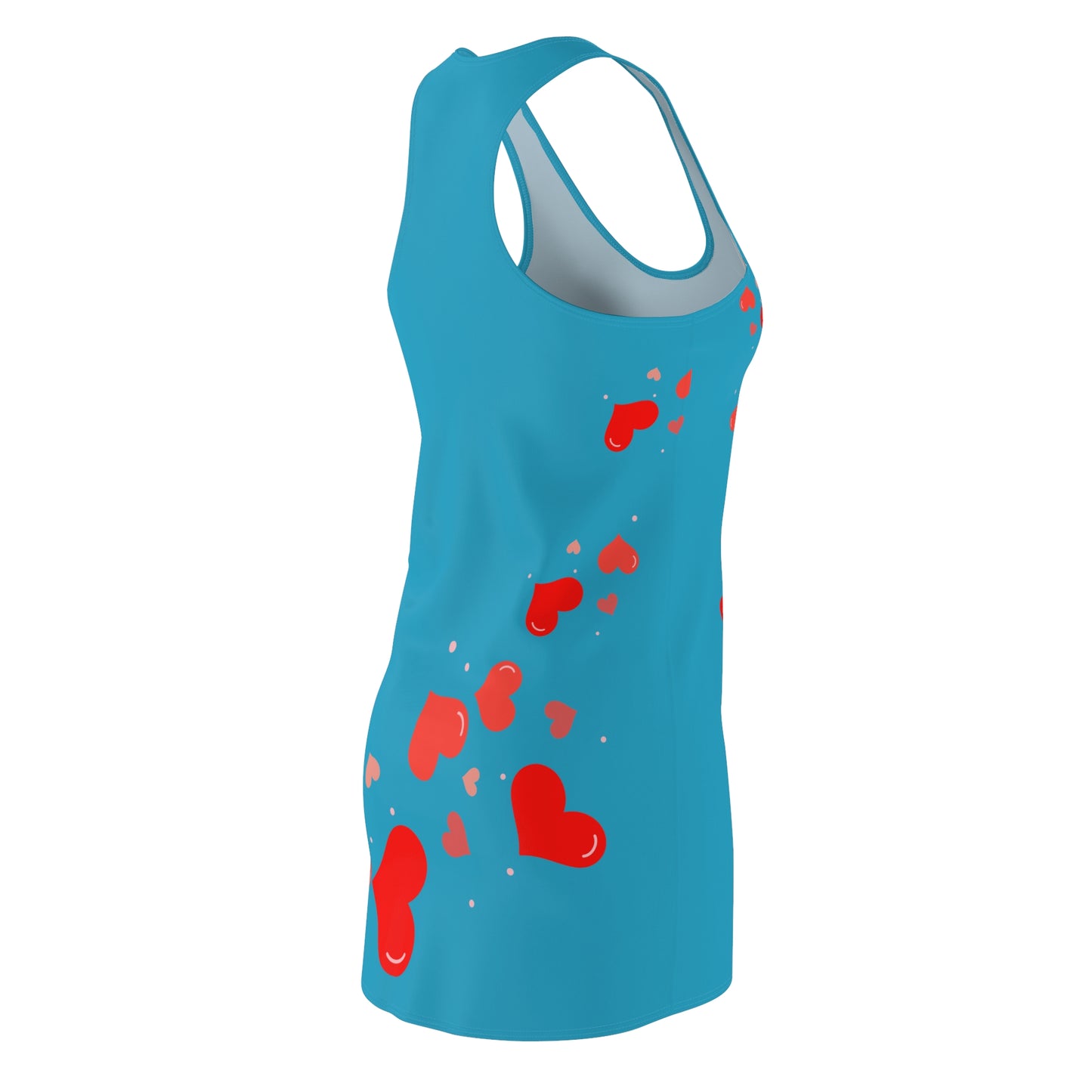 Türkis Herz Racerback Kleid – Elegantes Valentinstag Outfit