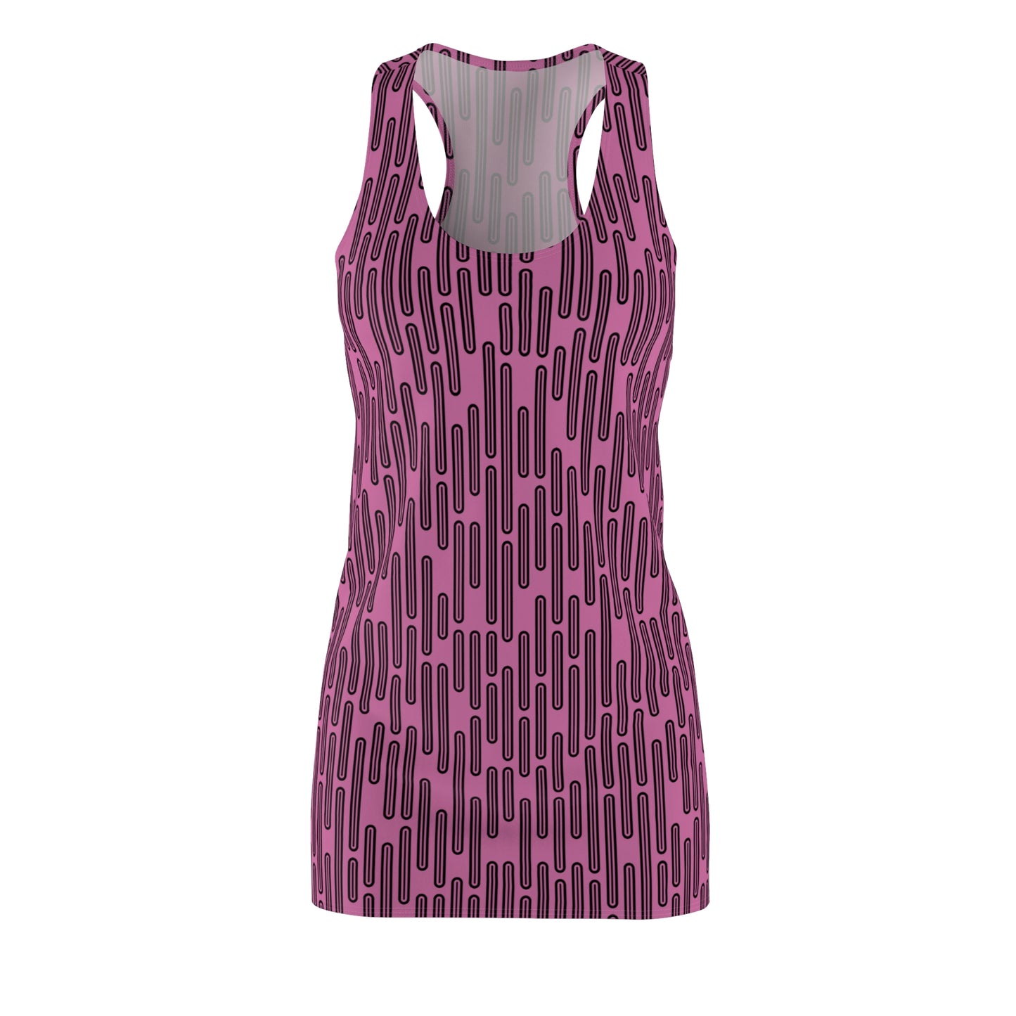 Vertikal Muster Racerback Kleid – Schwarz Hellpink Damenmode