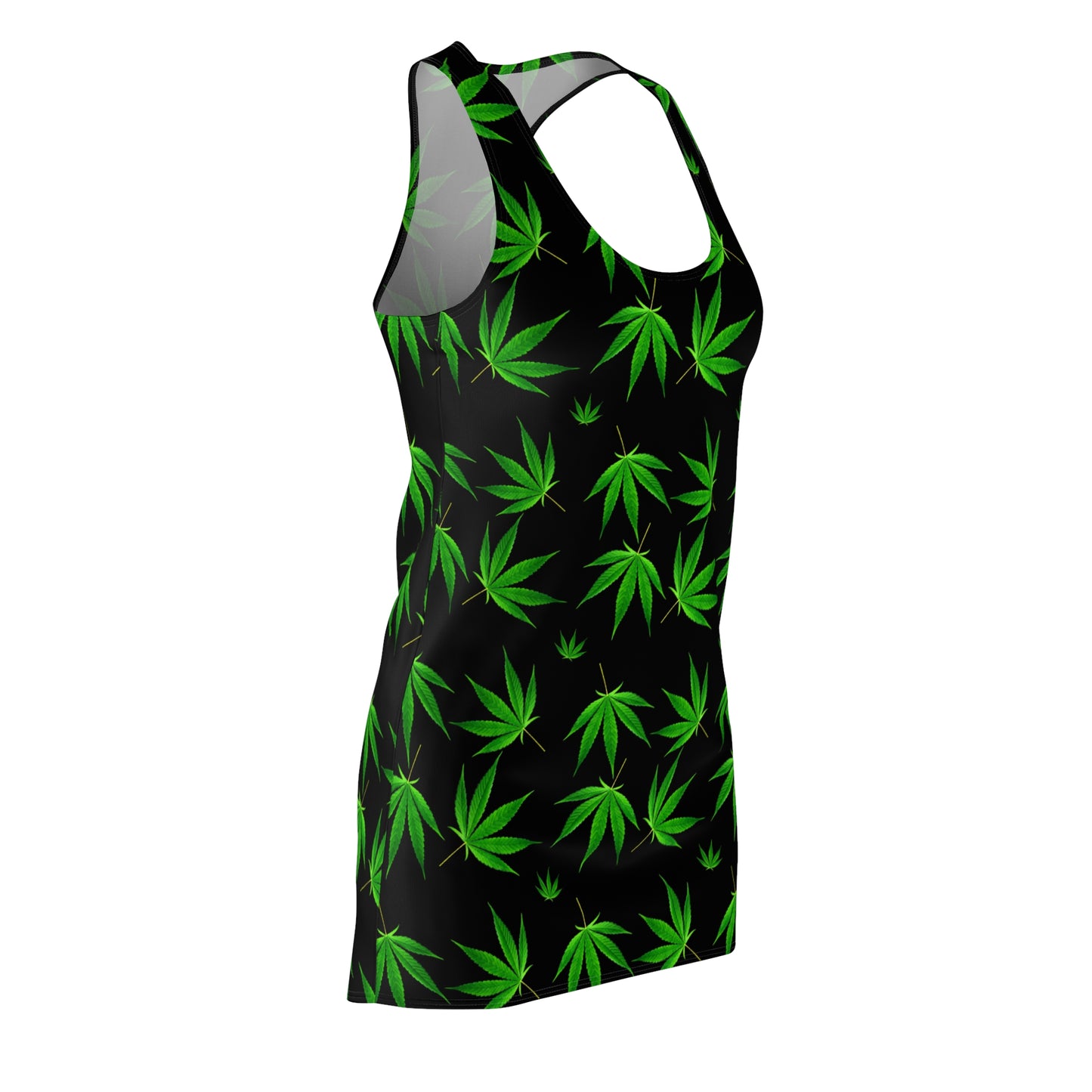 Damen Racerback Kleid mit Cannabis Blättern – Sommer Freizeitkleid