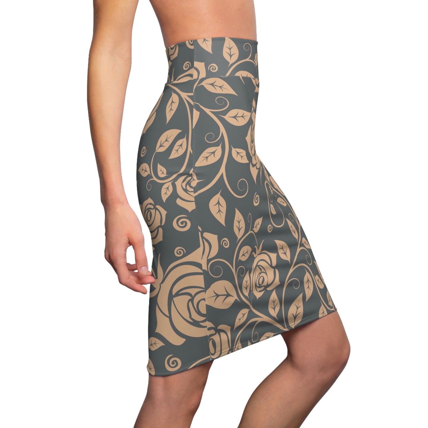 Damen Rock Floral Bleistift Elegant Business Event