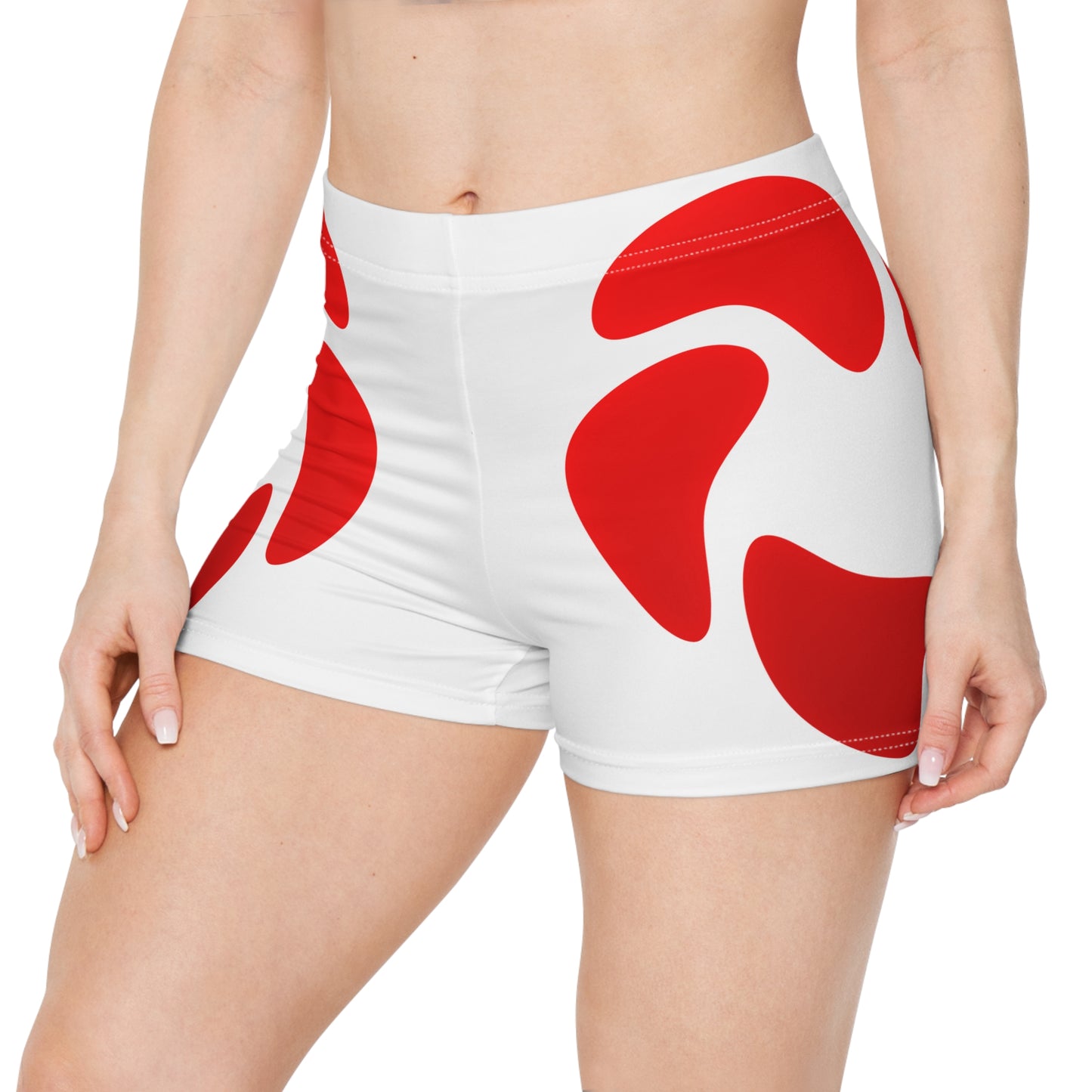 Damen Shorts Rot Kurven Design Sport Sommer Freizeit