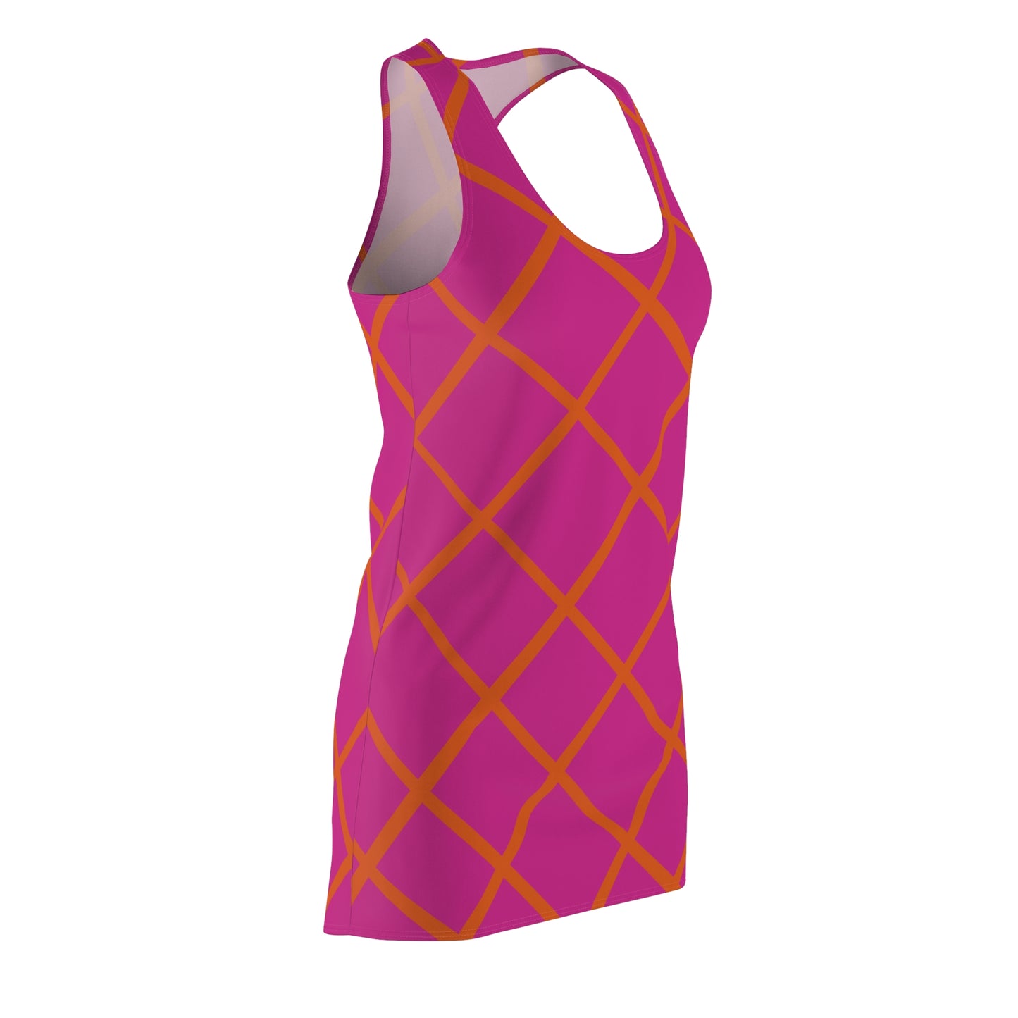 Pink Orange Karo Racerback Kleid – Elegantes Sommerkleid