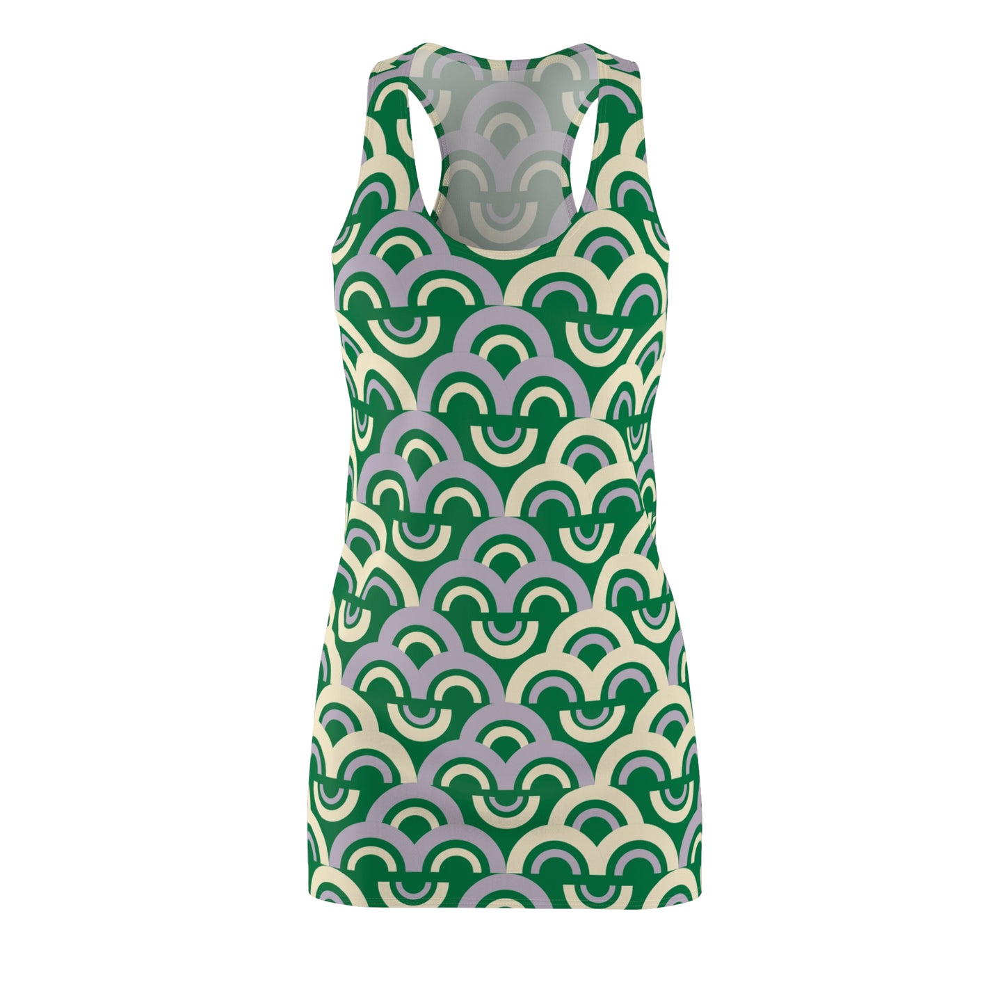 Damen Racerback Kleid grün Pastell Bogenmuster Bequemes Freizeitkleid