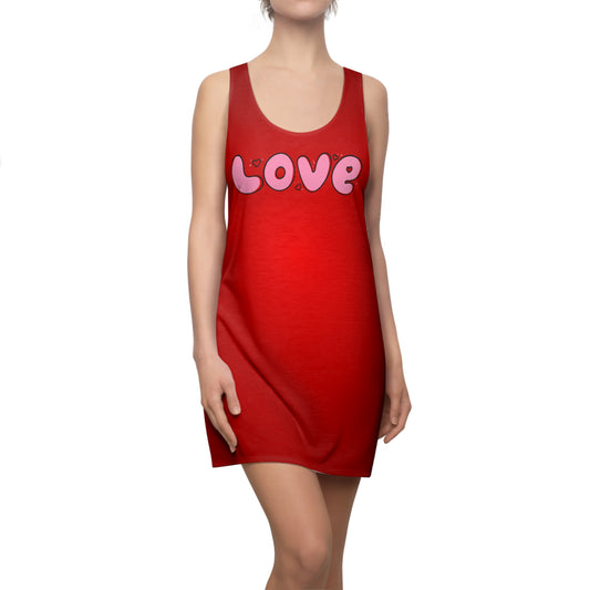 Rot Love Print Racerback Kleid – Sommer Damenmode