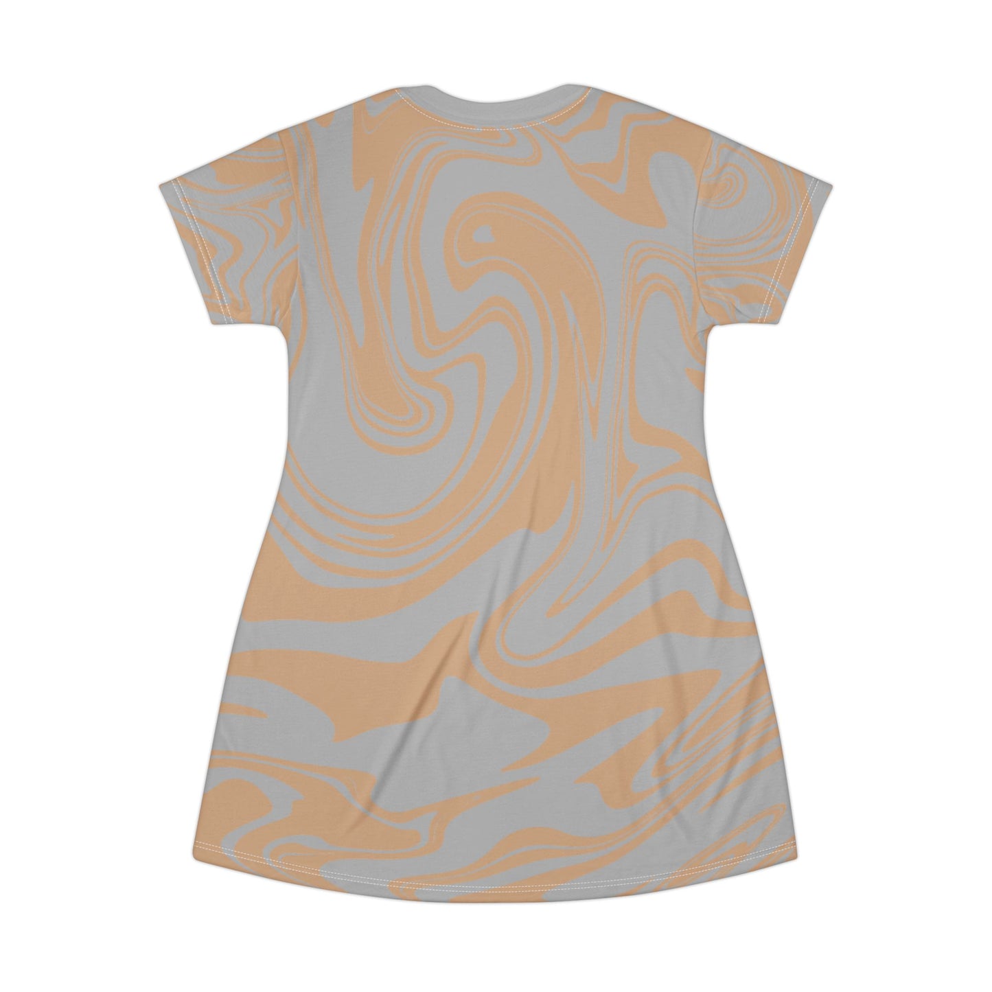 Graues Damen Kleid Marmor Print T-Shirt Sommer Casual Elegant